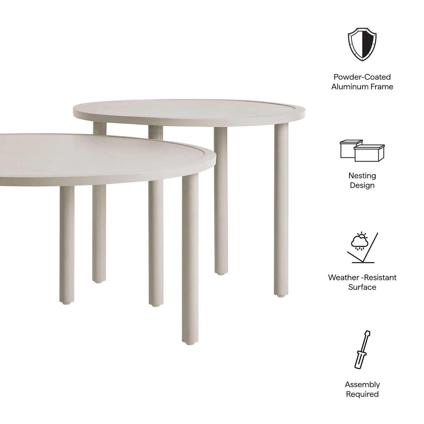 Porta 2 Piece Nesting Outdoor Patio Aluminum Coffee Table Set by Modway