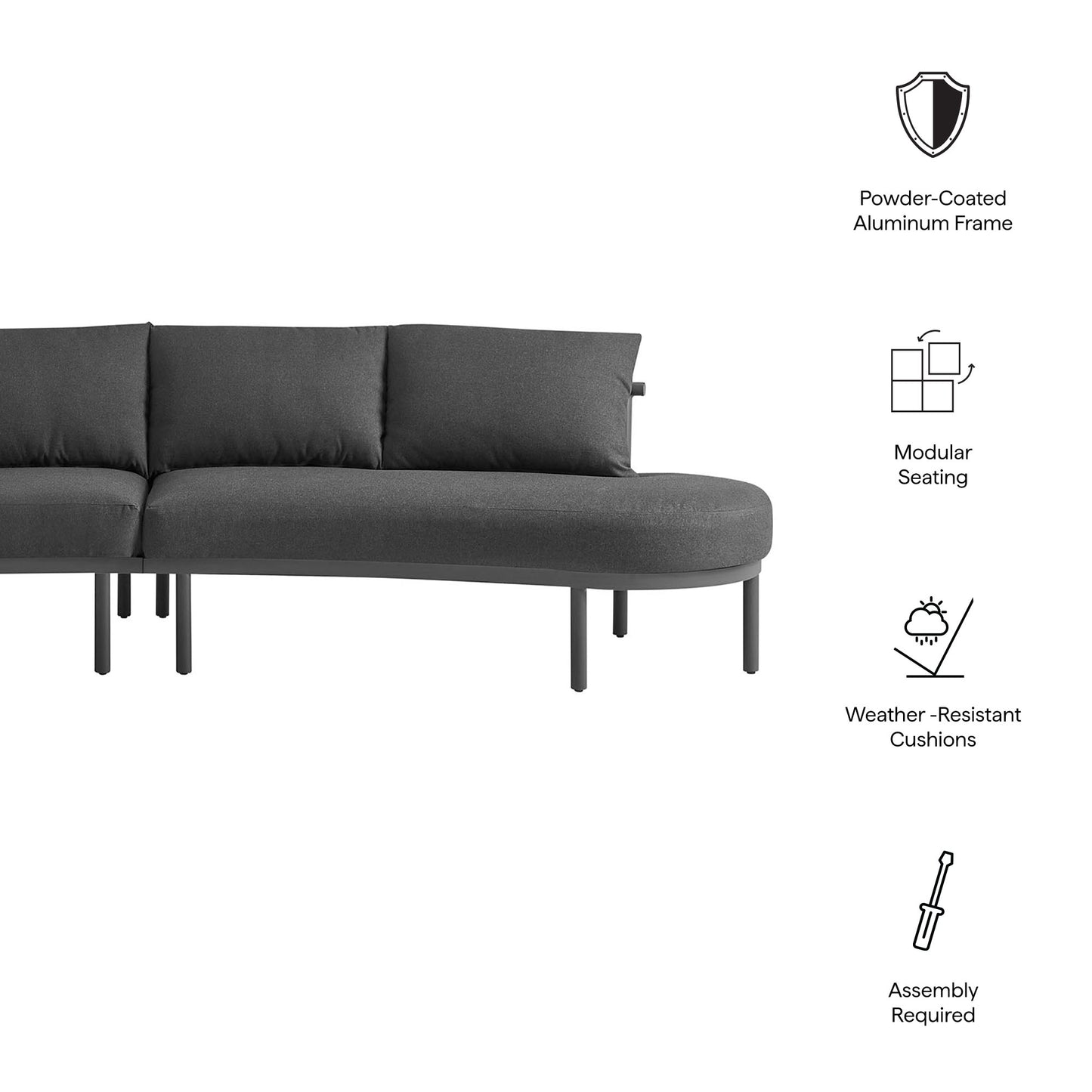 Porta 2 Piece Outdoor Patio Aluminum Modular Sofa by Modway