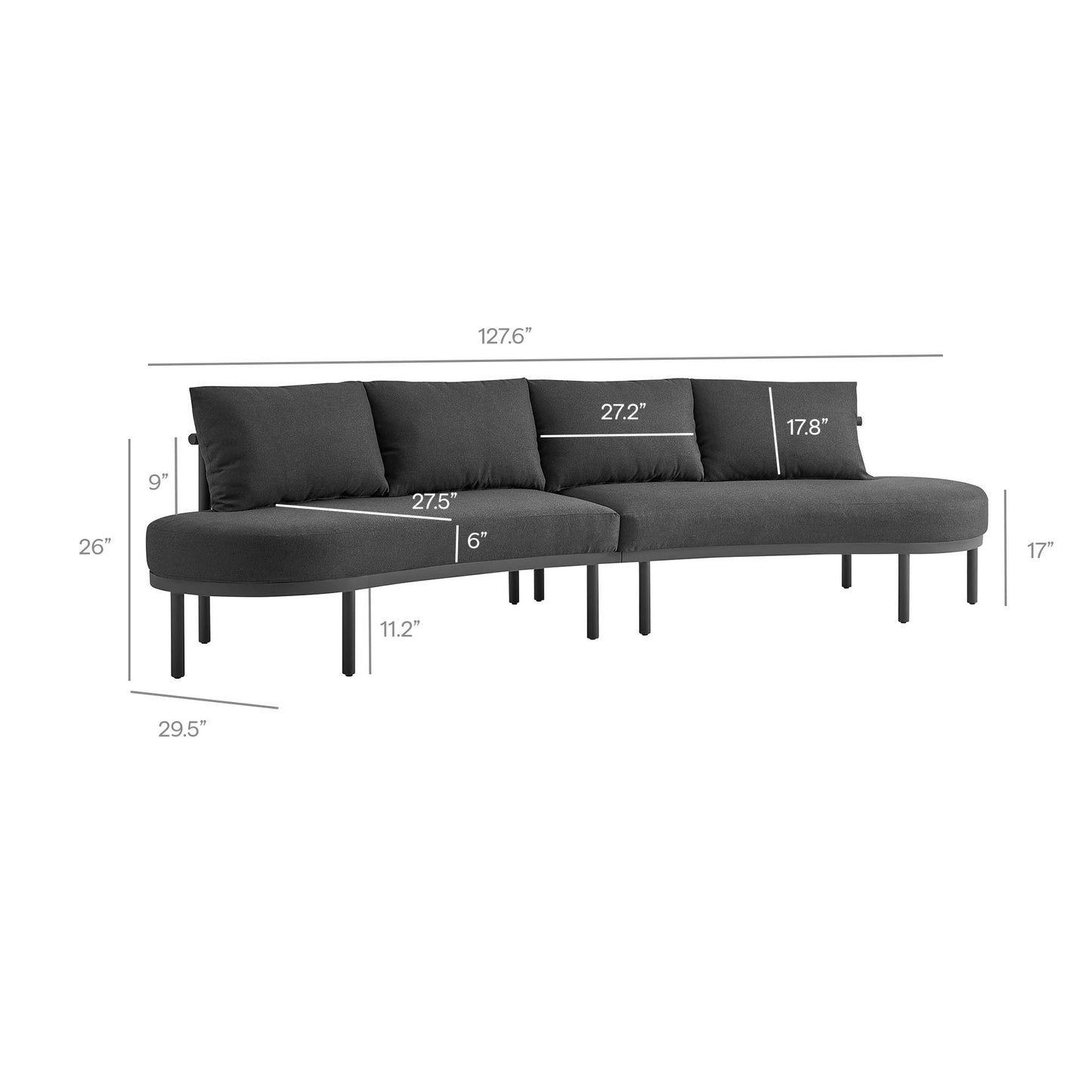 Porta 2 Piece Outdoor Patio Aluminum Modular Sofa by Modway
