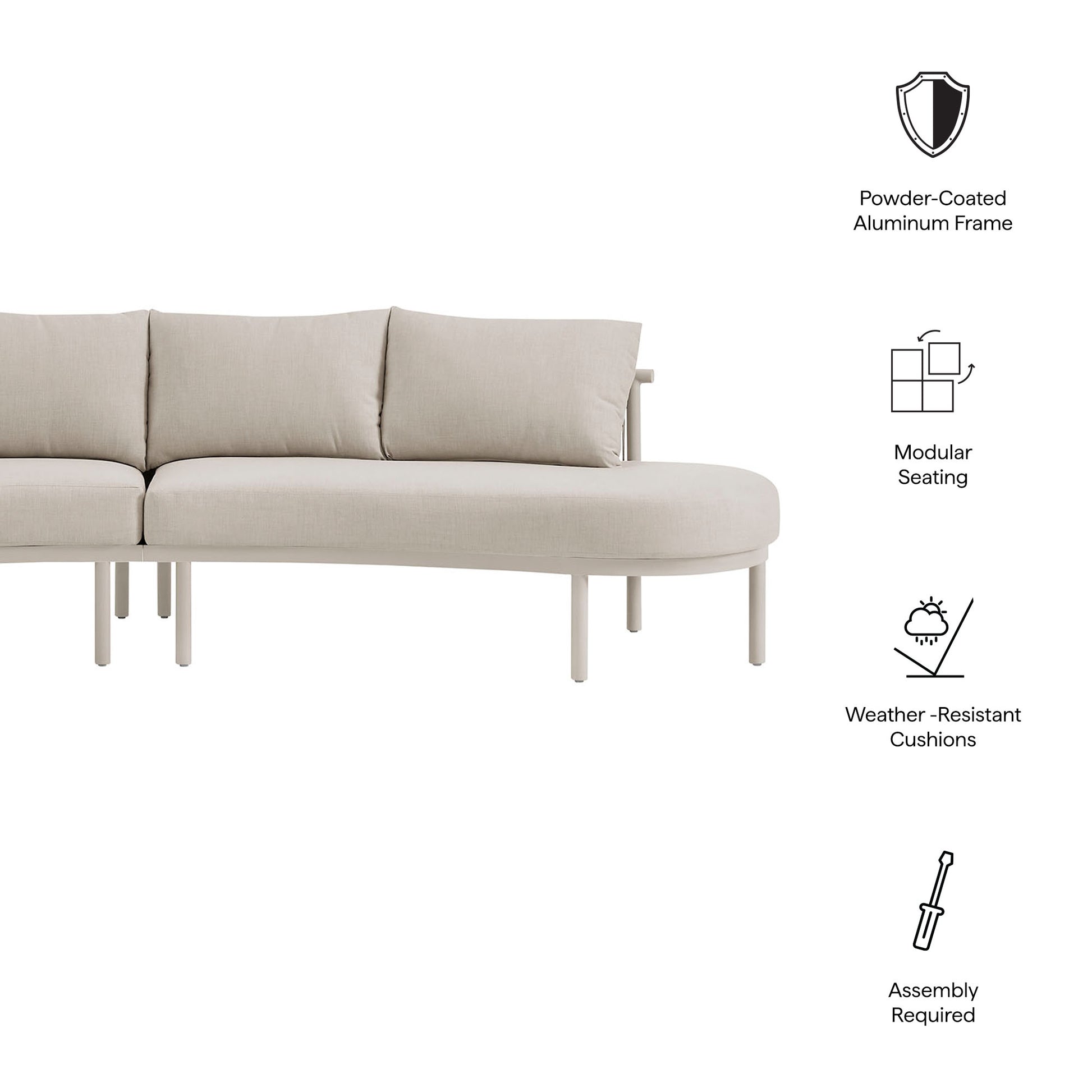 Porta 2 Piece Outdoor Patio Aluminum Modular Sofa by Modway