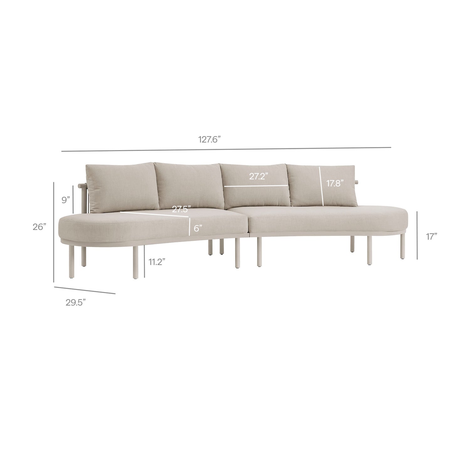 Porta 2 Piece Outdoor Patio Aluminum Modular Sofa by Modway