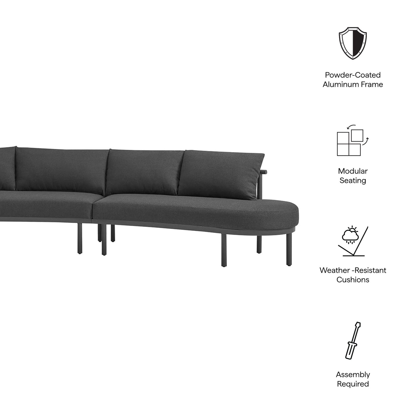 Porta 3 Piece Outdoor Patio Aluminum Modular Sofa by Modway