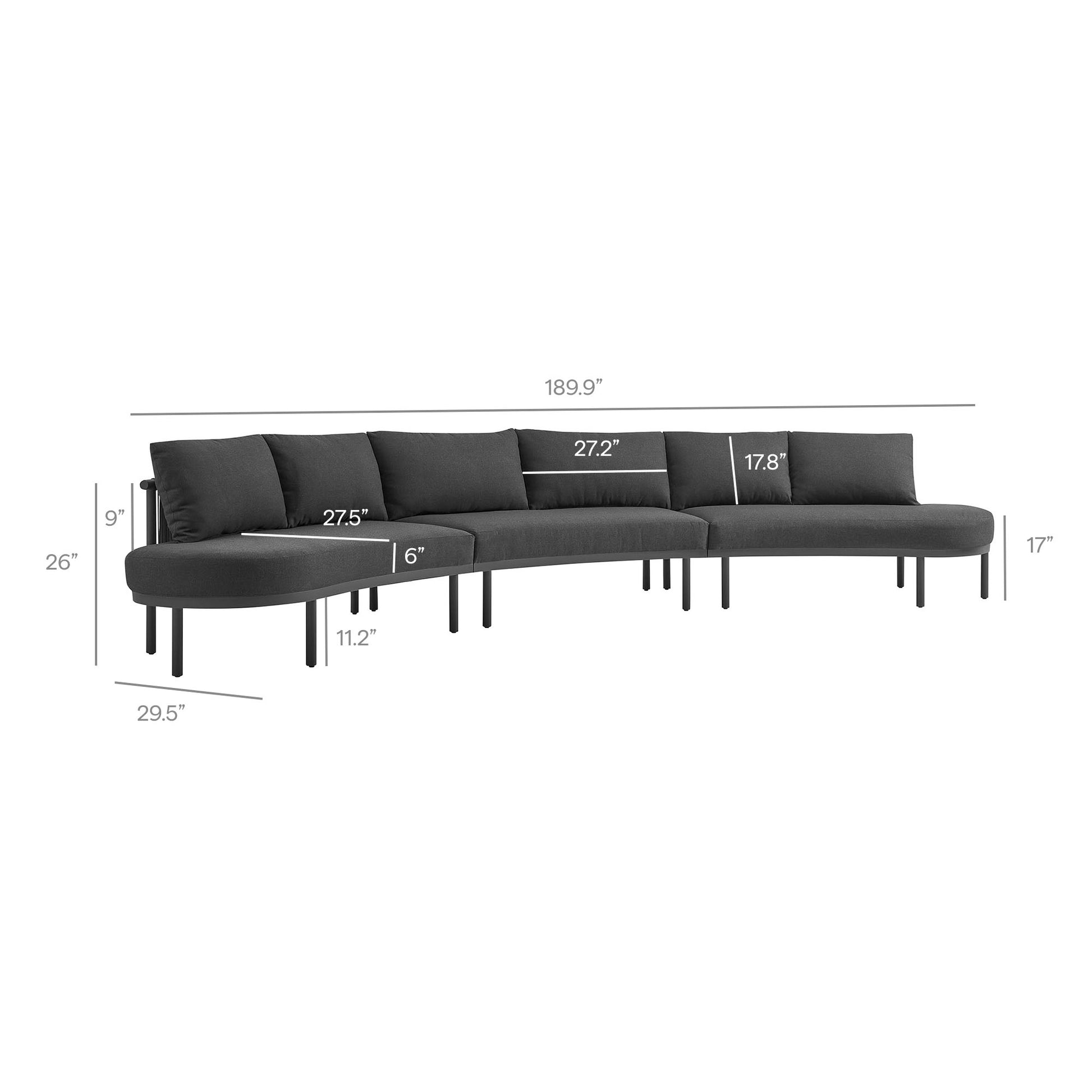 Porta 3 Piece Outdoor Patio Aluminum Modular Sofa by Modway