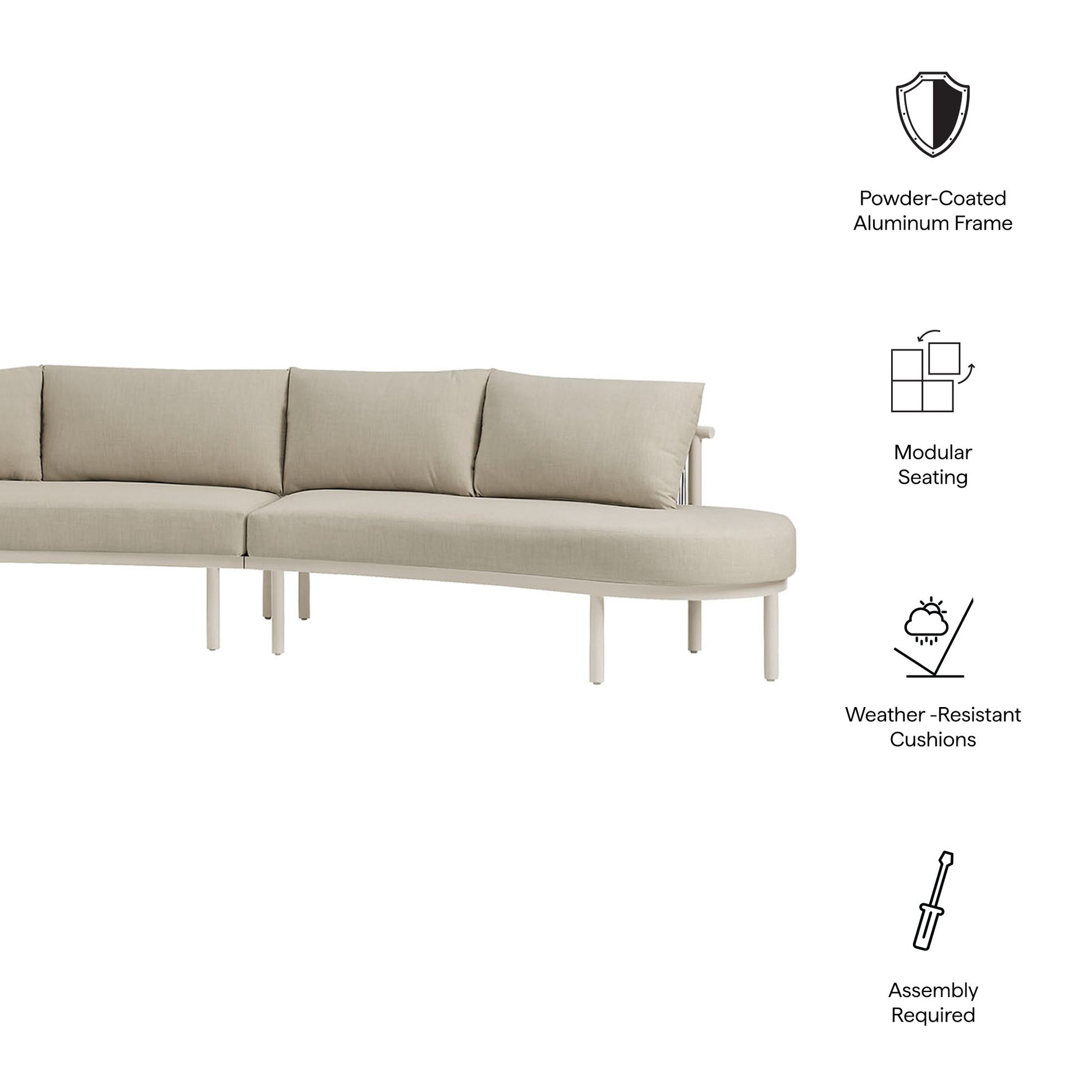 Porta 3 Piece Outdoor Patio Aluminum Modular Sofa by Modway