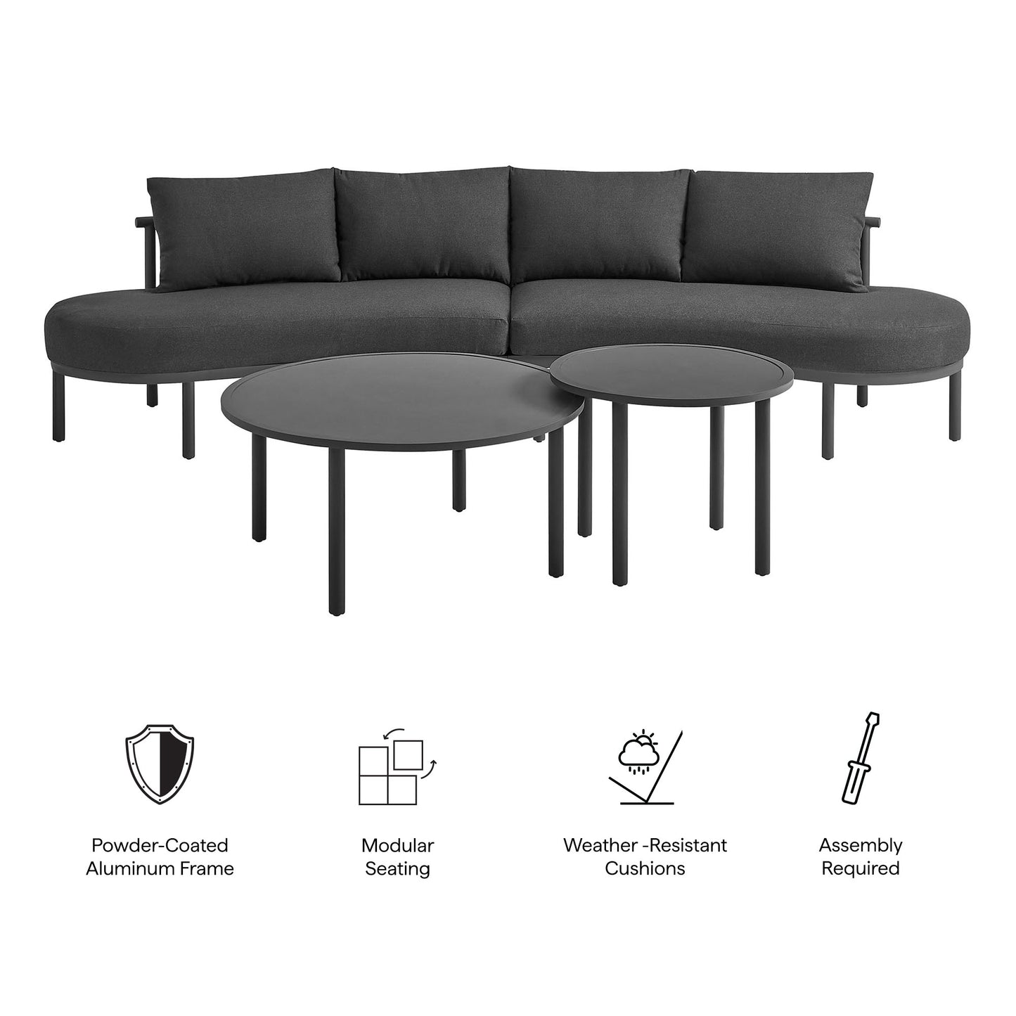 Porta 4 Piece Outdoor Patio Aluminum Modular Sofa Set by Modway