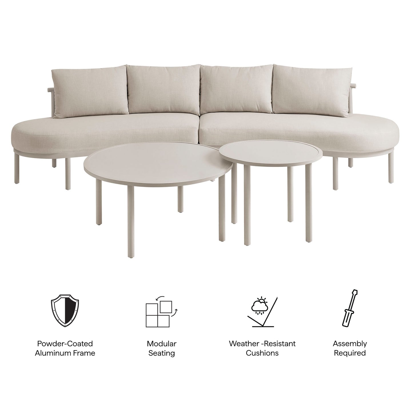 Porta 4 Piece Outdoor Patio Aluminum Modular Sofa Set by Modway