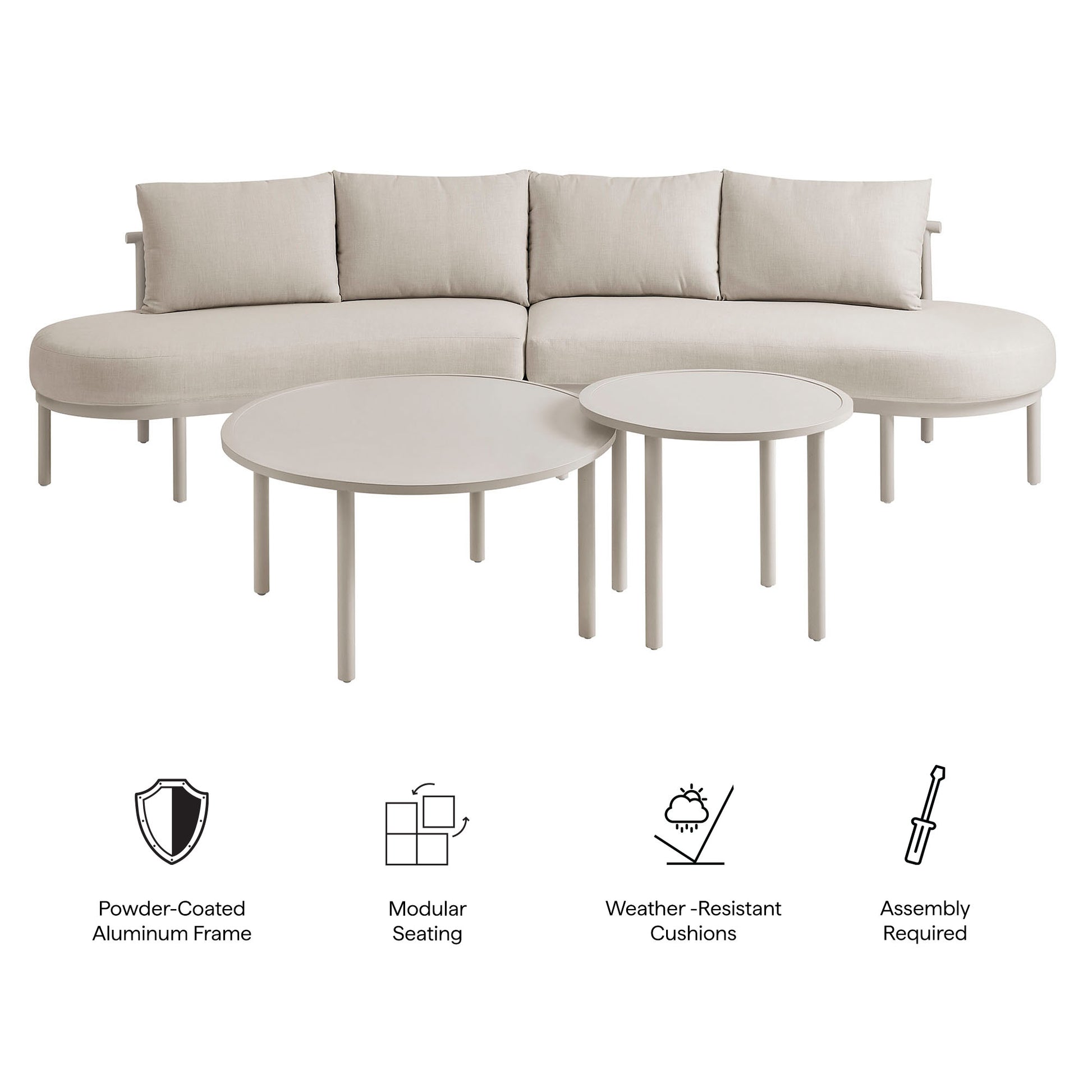 Porta 4 Piece Outdoor Patio Aluminum Modular Sofa Set by Modway