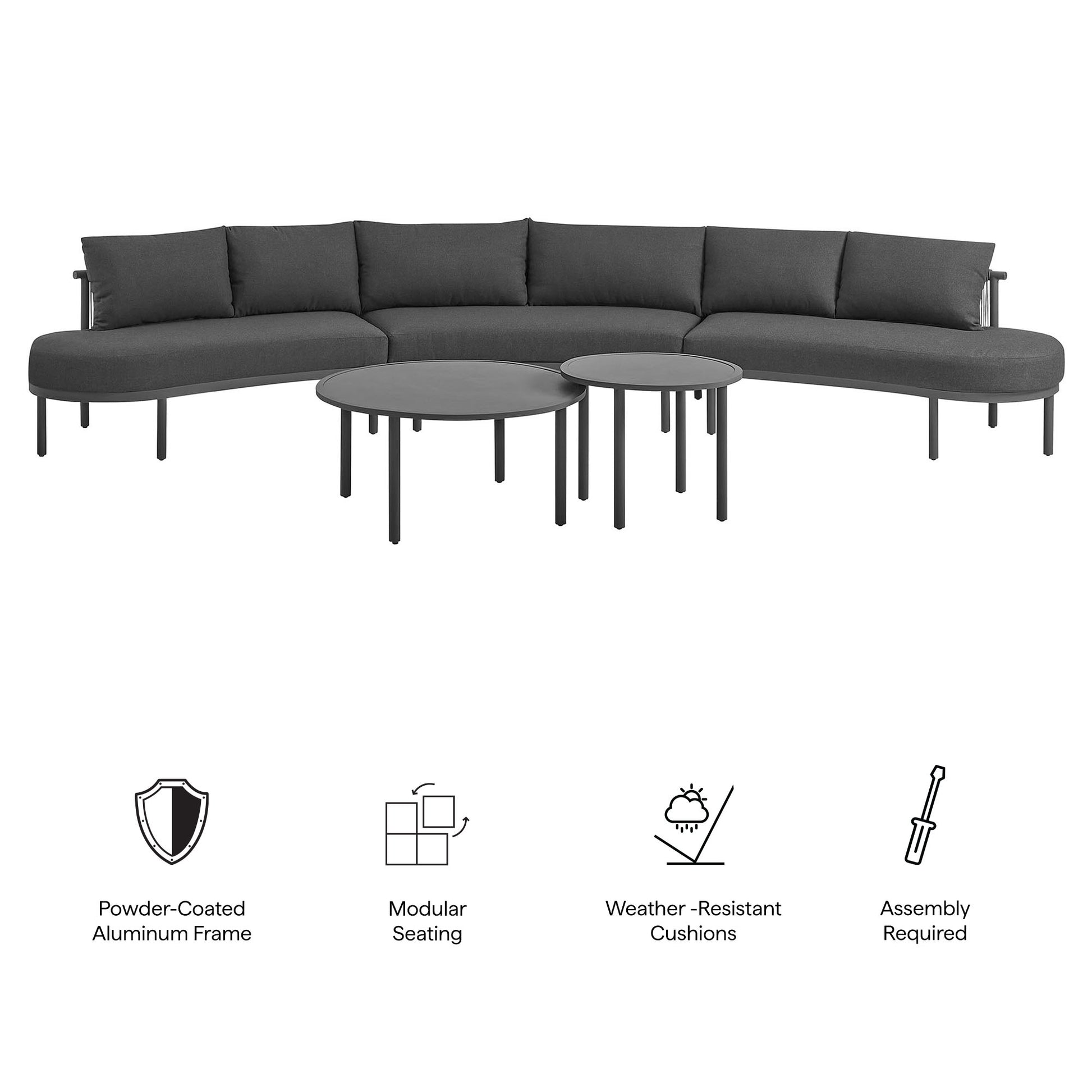 Porta 5 Piece Outdoor Patio Aluminum Modular Sofa Set by Modway