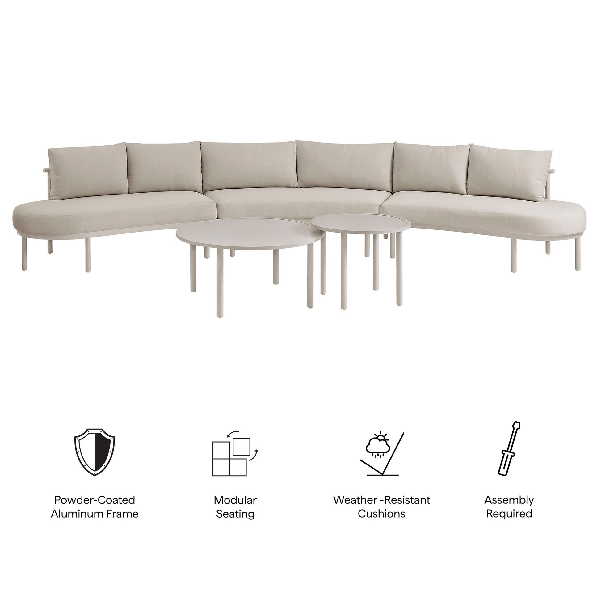 Porta 5 Piece Outdoor Patio Aluminum Modular Sofa Set by Modway