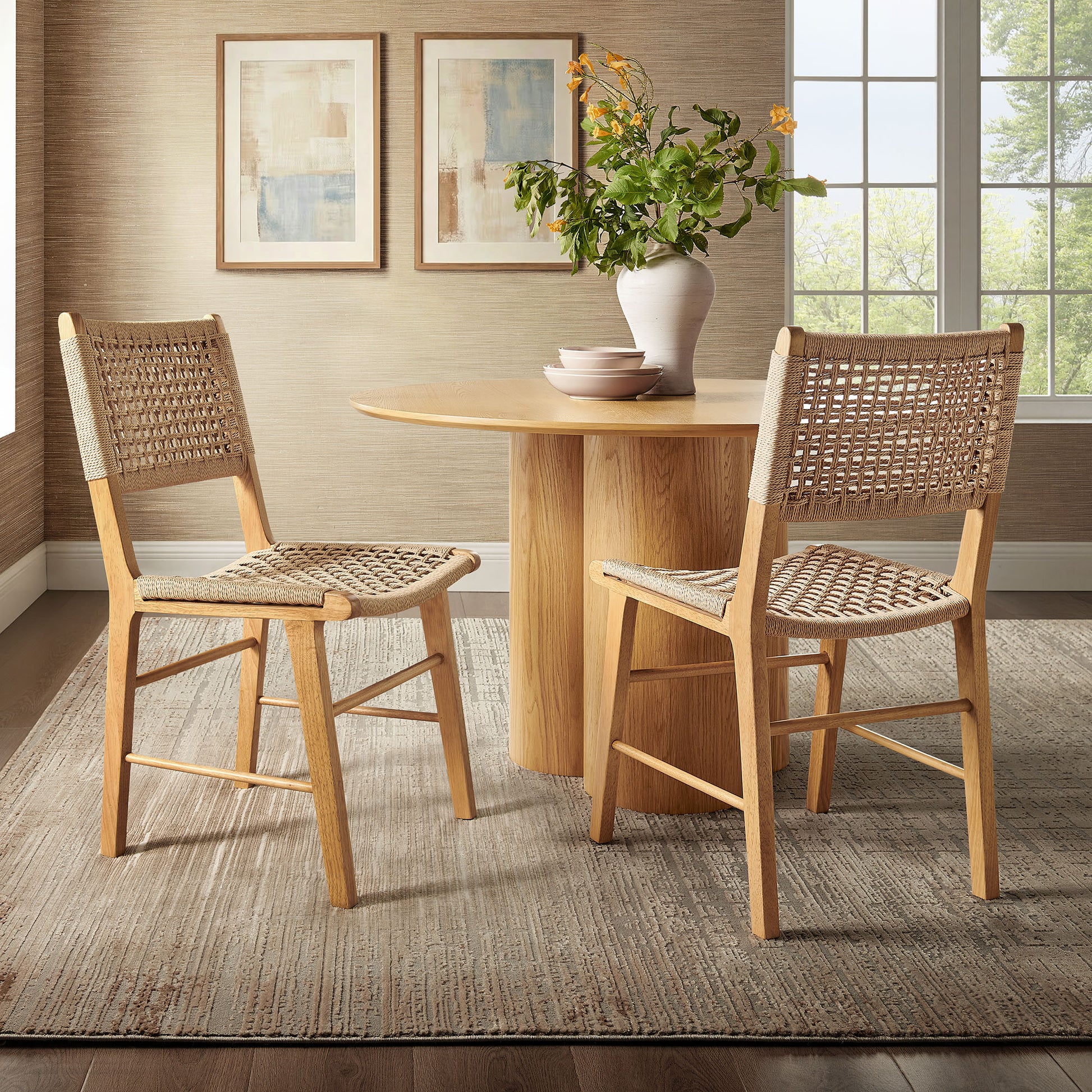 Tindra Woven Dining Chairs Set of 2 by Modway