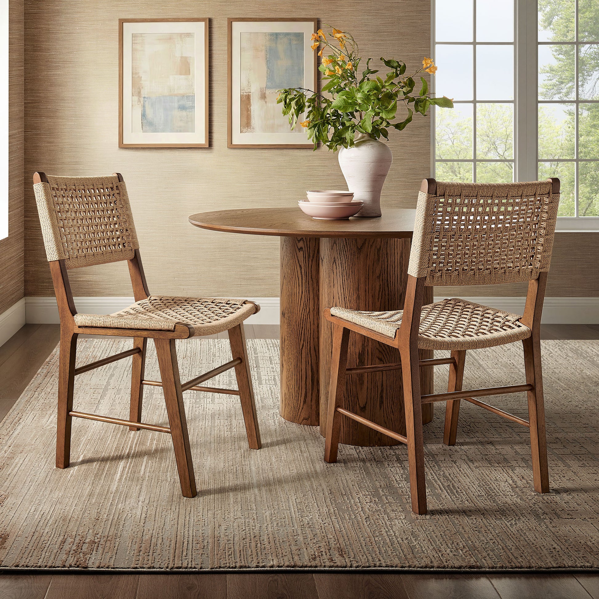 Tindra Woven Dining Chairs Set of 2 by Modway
