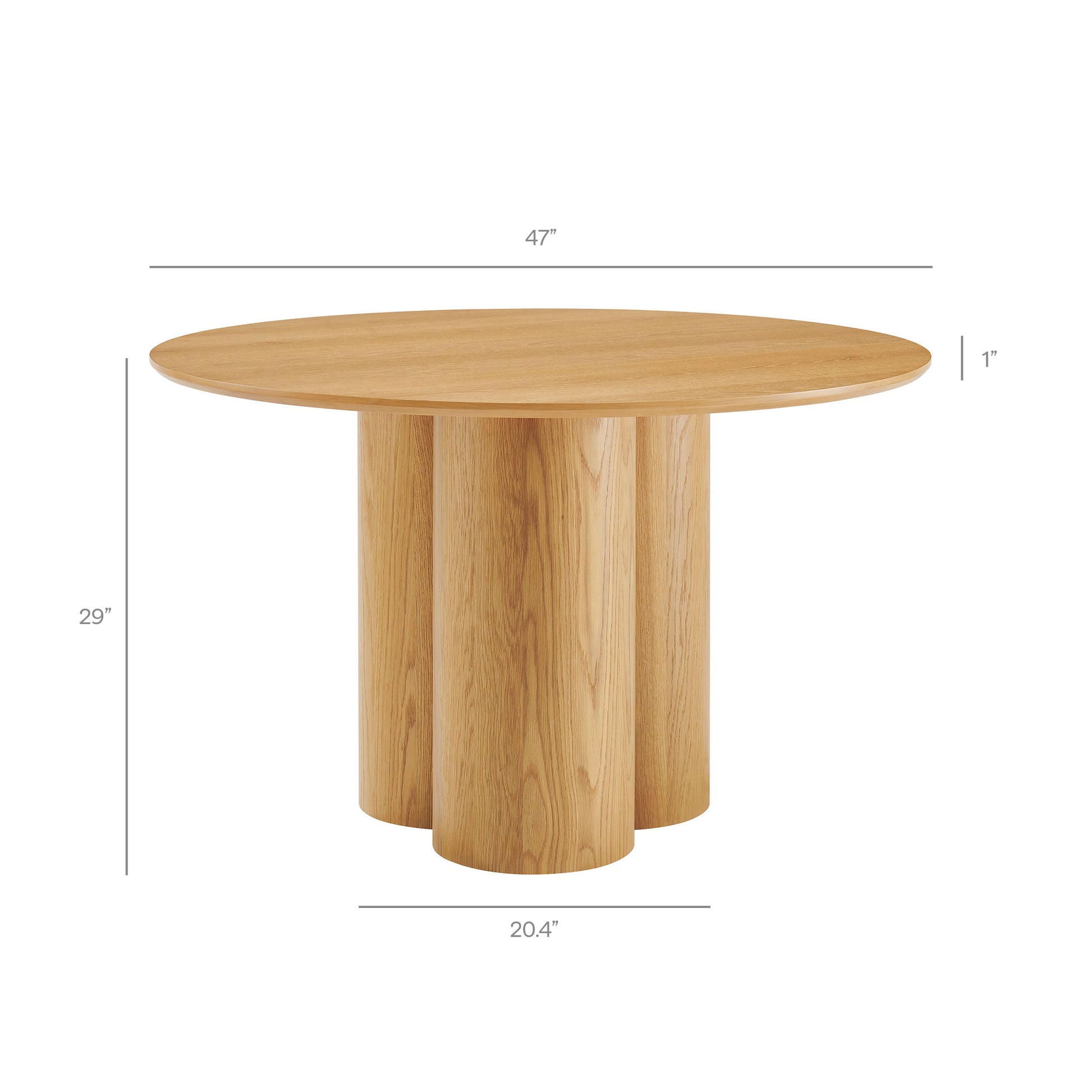 Renwick 47 Inch Oak Veneer Round Pedestal Dining Table by Modway