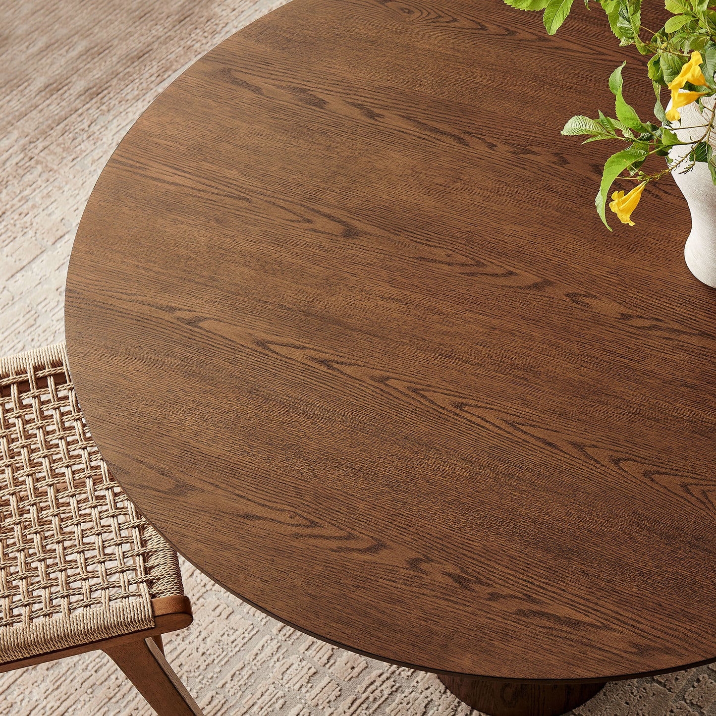 Renwick 47 Inch Oak Veneer Round Pedestal Dining Table by Modway
