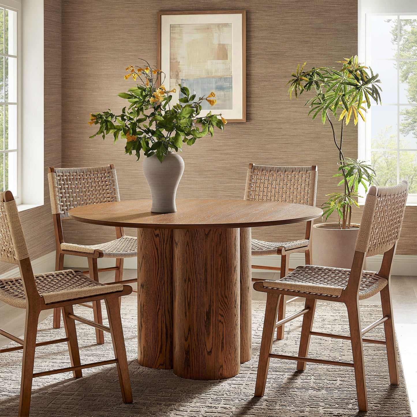 Renwick 47 Inch Oak Veneer Round Pedestal Dining Table by Modway