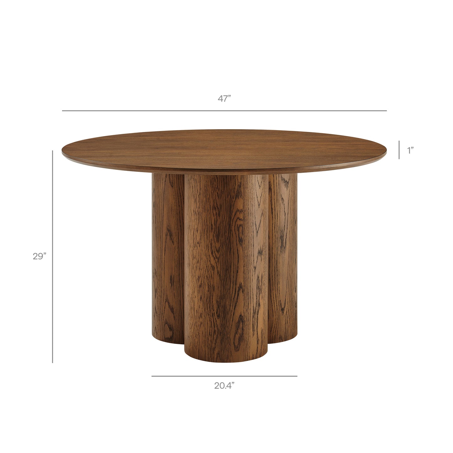 Renwick 47 Inch Oak Veneer Round Pedestal Dining Table by Modway