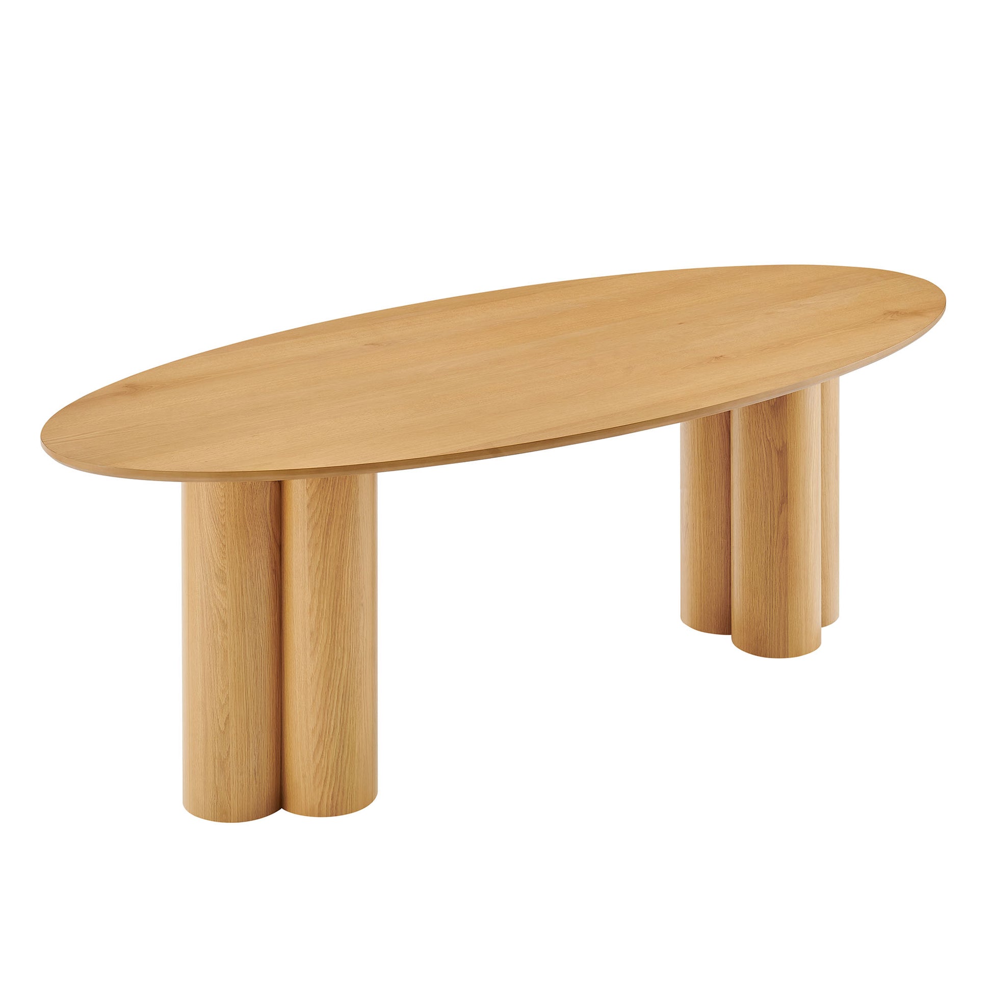 Renwick 79 Inch Oak Veneer Oval Pedestal Dining Table by Modway