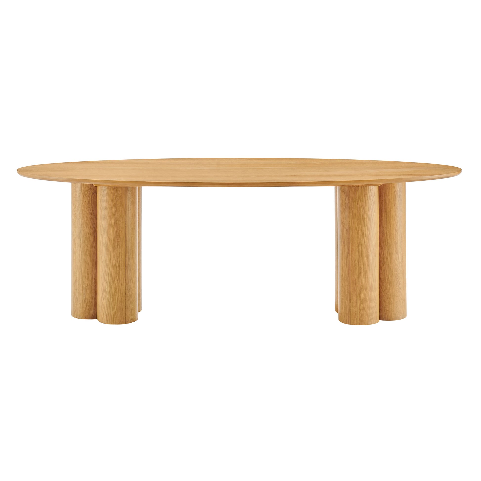 Renwick 79 Inch Oak Veneer Oval Pedestal Dining Table by Modway