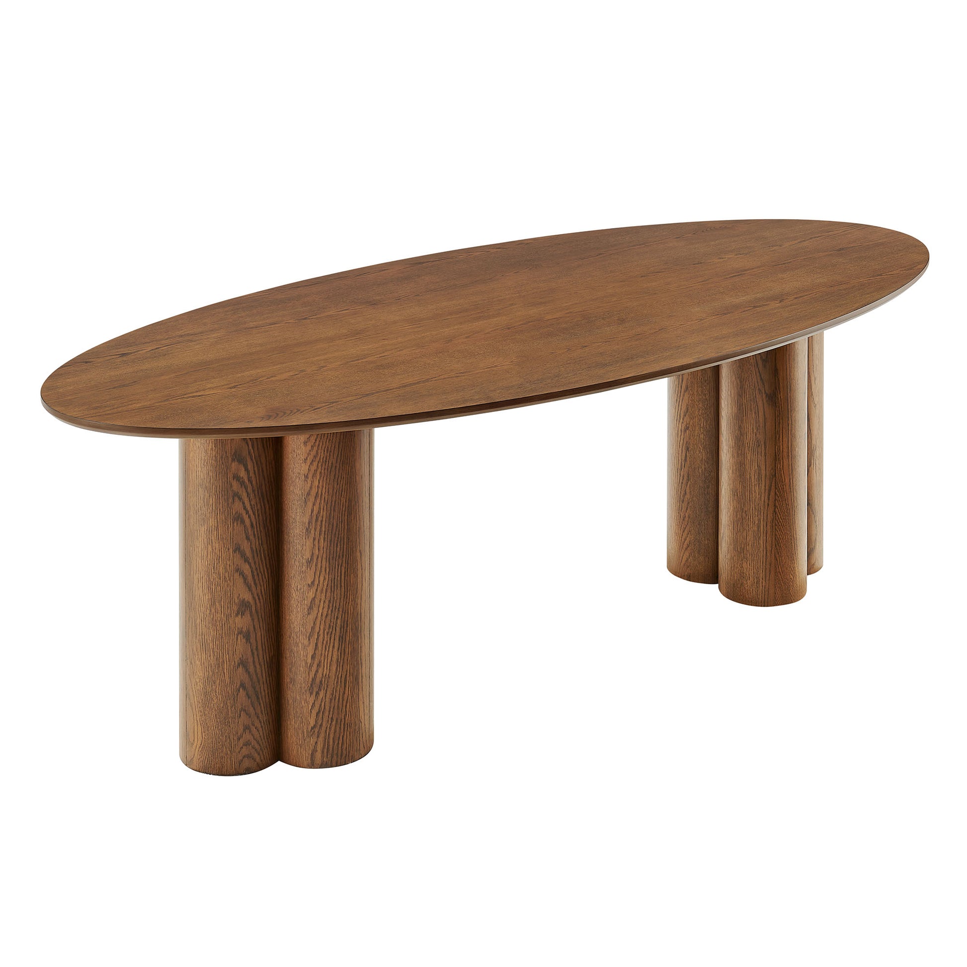 Renwick 79 Inch Oak Veneer Oval Pedestal Dining Table by Modway