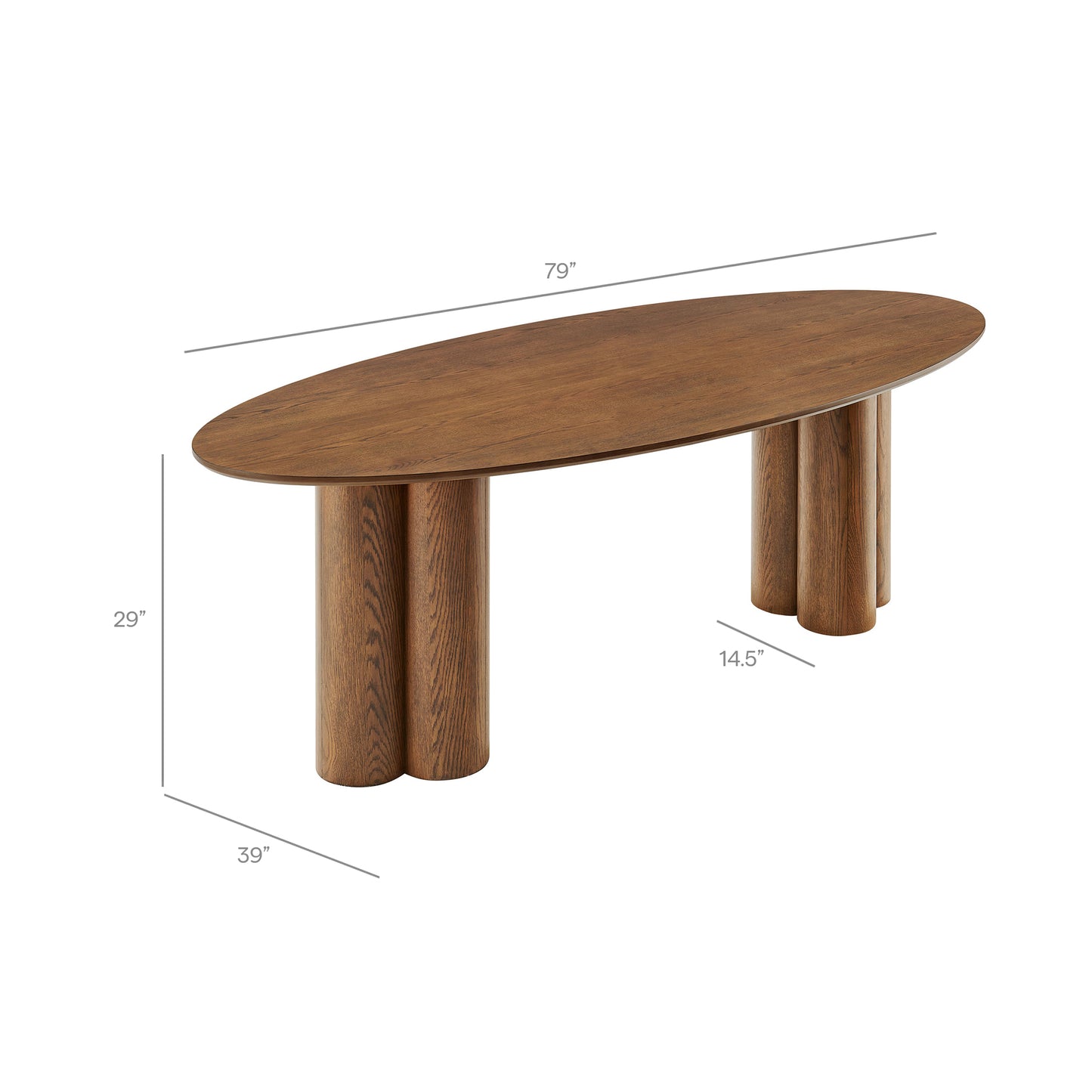 Renwick 79 Inch Oak Veneer Oval Pedestal Dining Table by Modway