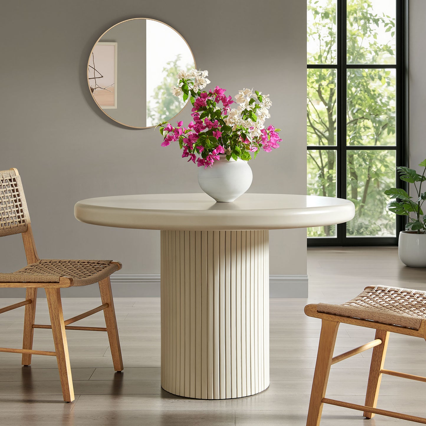 Belmonte 45 Inch Painted Wood Round Pedestal Dining Table by Modway