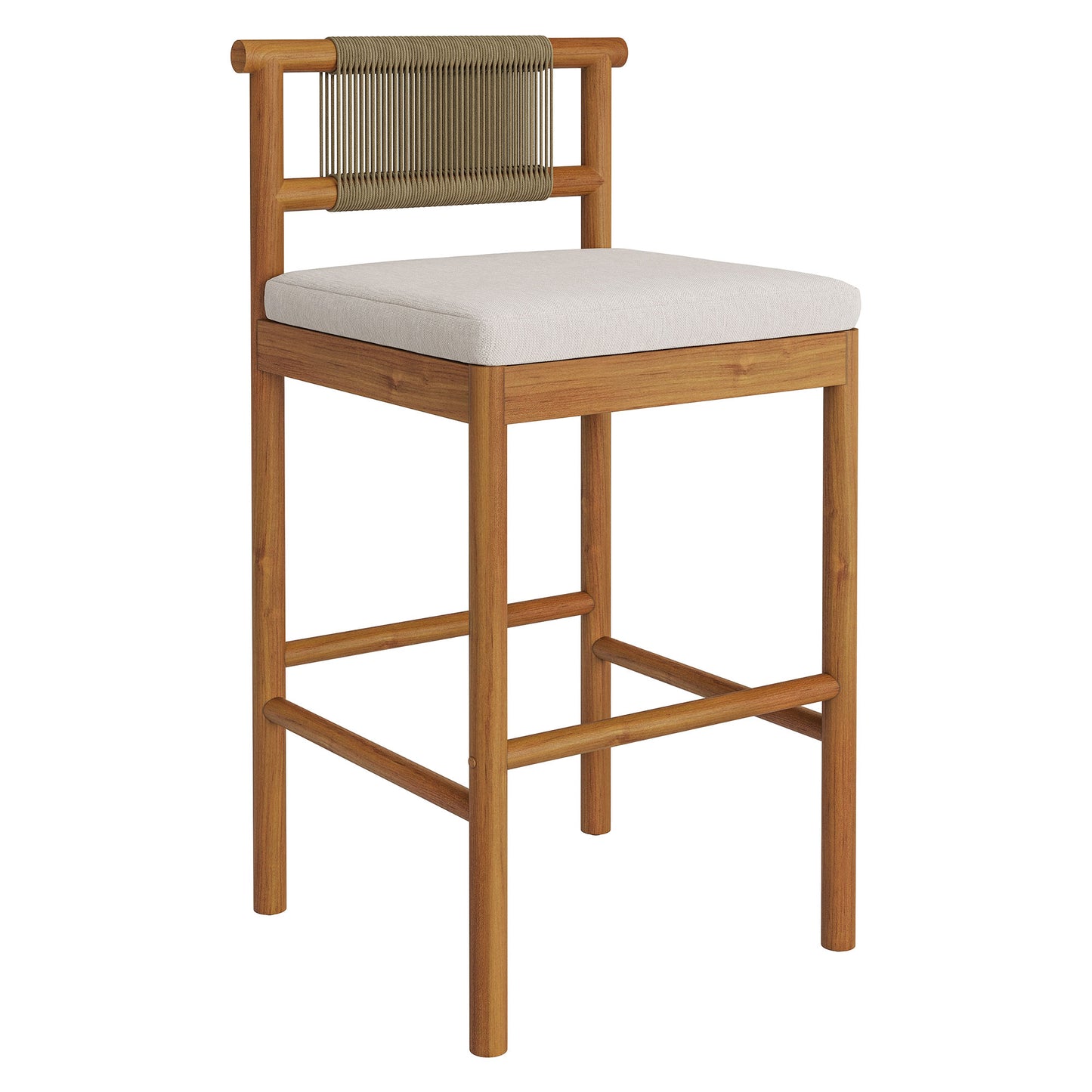Eleni Outdoor Patio Teak Wood Bar Stools Set of 2 by Modway