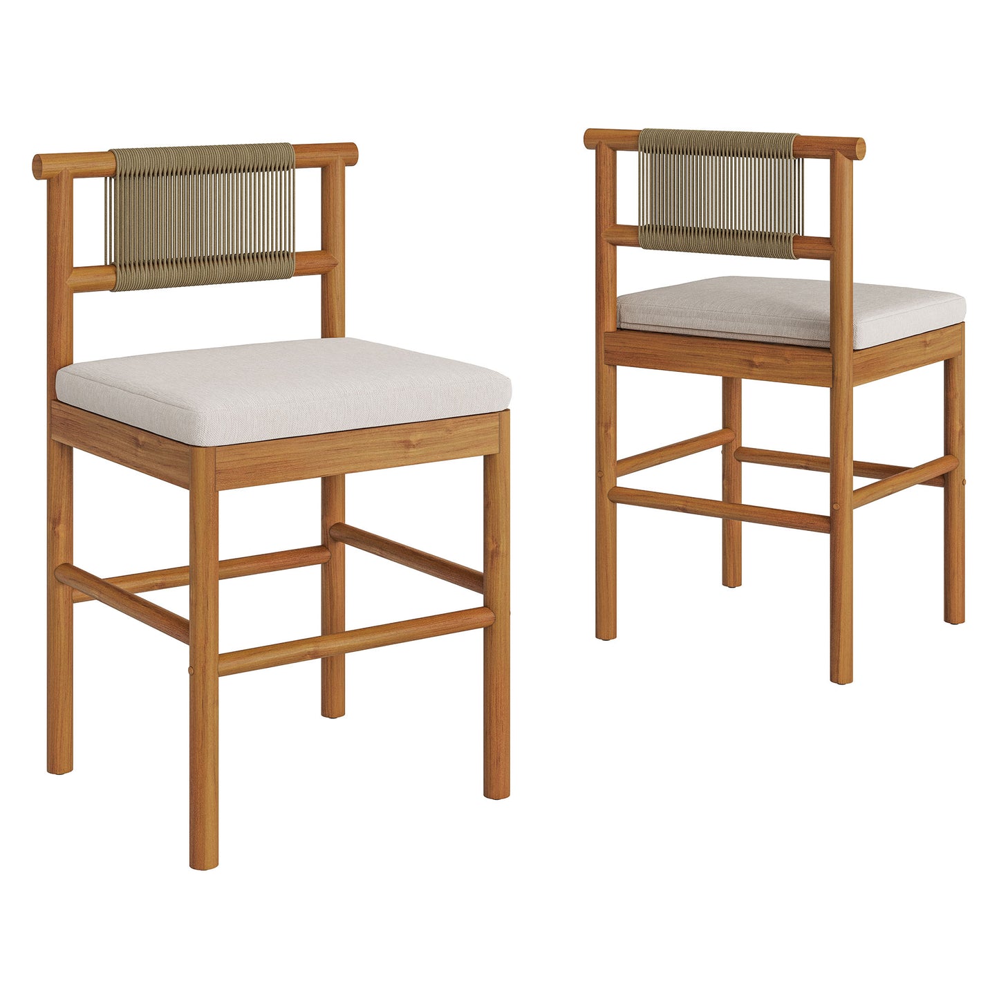 Eleni Outdoor Patio Teak Wood Counter Stools Set of 2 by Modway
