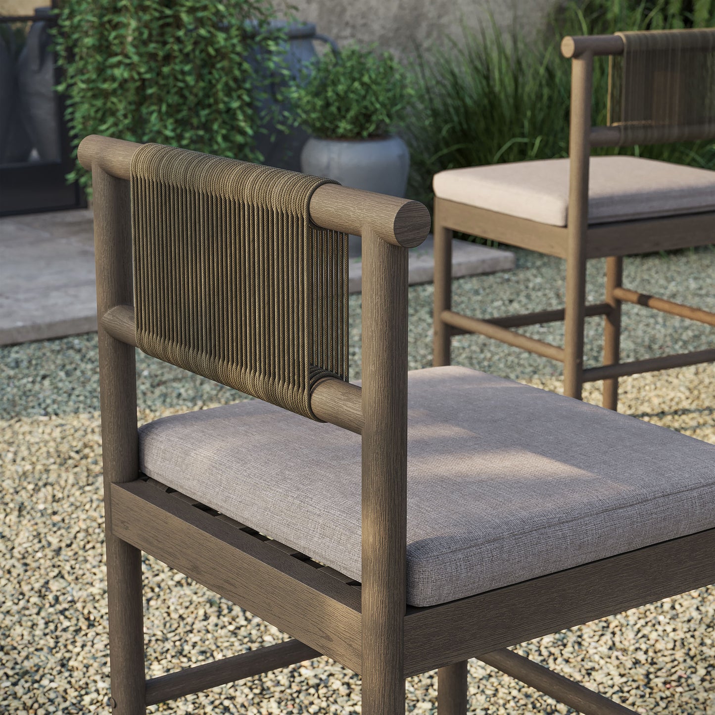 Eleni Outdoor Patio Teak Wood Counter Stools Set of 2 by Modway