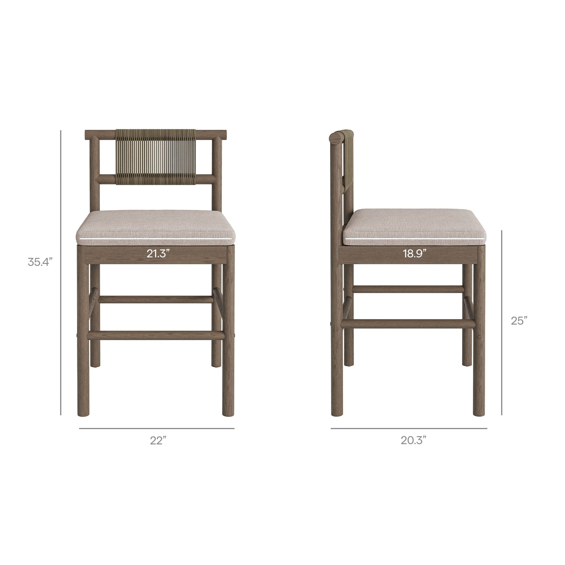 Eleni Outdoor Patio Teak Wood Counter Stools Set of 2 by Modway
