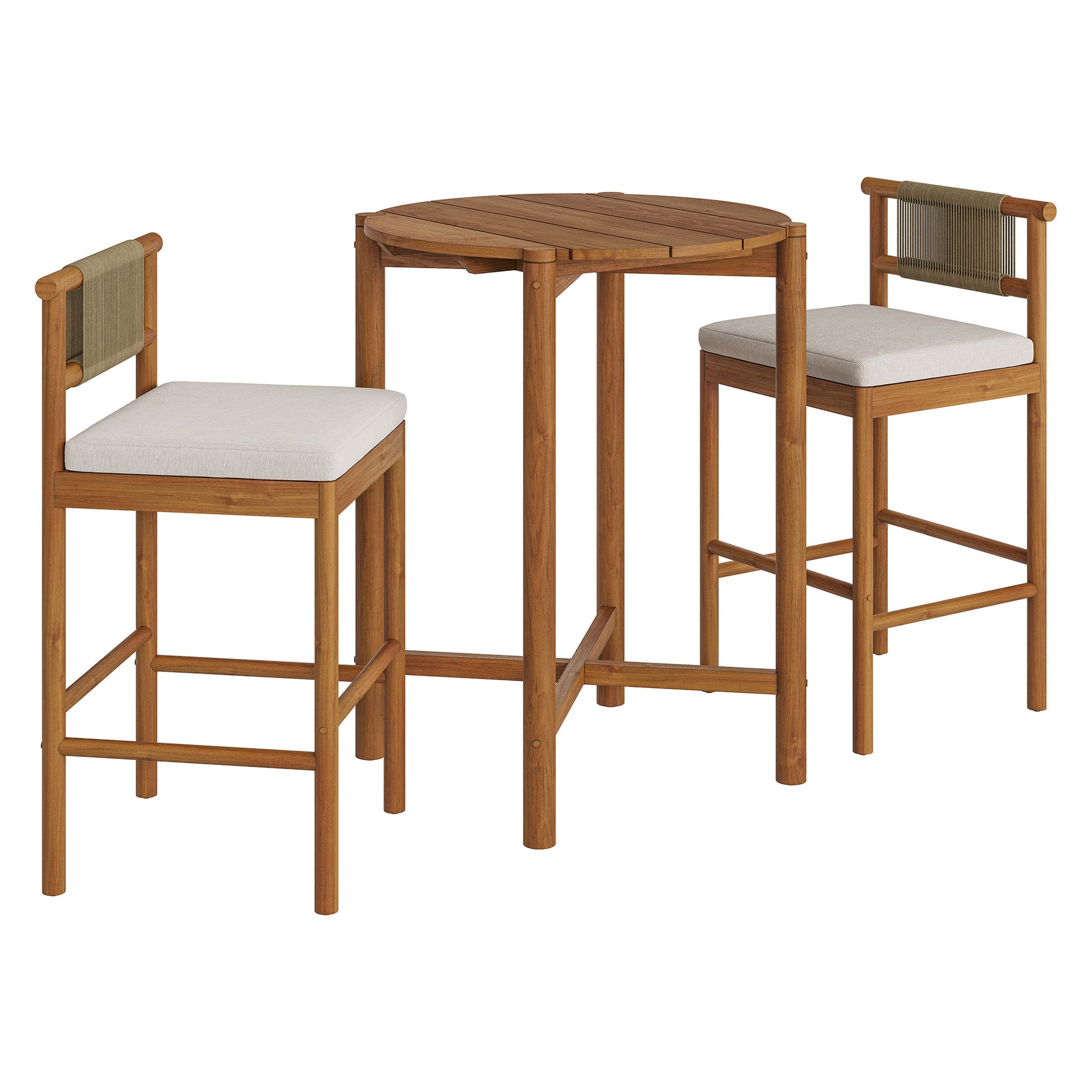 Eleni 3-Piece Outdoor Patio Teak Wood Bar Set by Modway