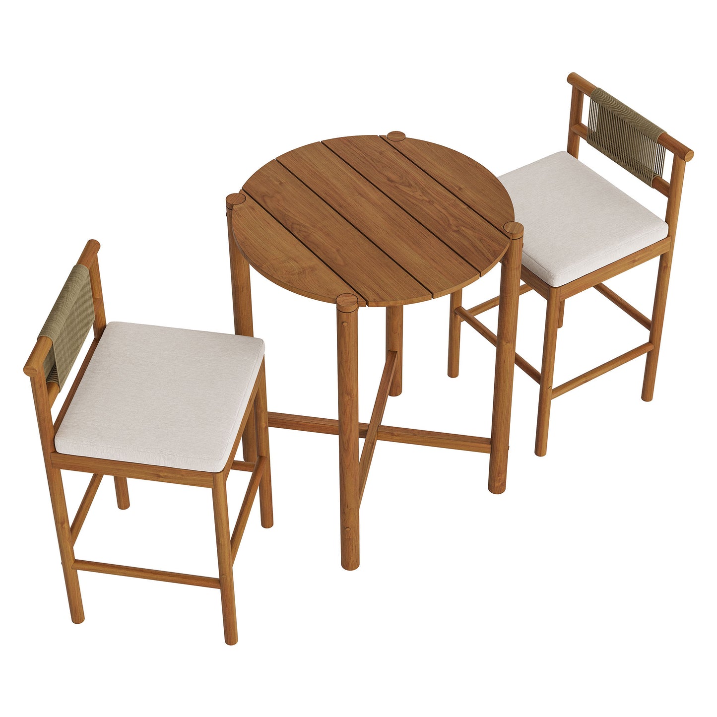 Eleni 3-Piece Outdoor Patio Teak Wood Bar Set by Modway