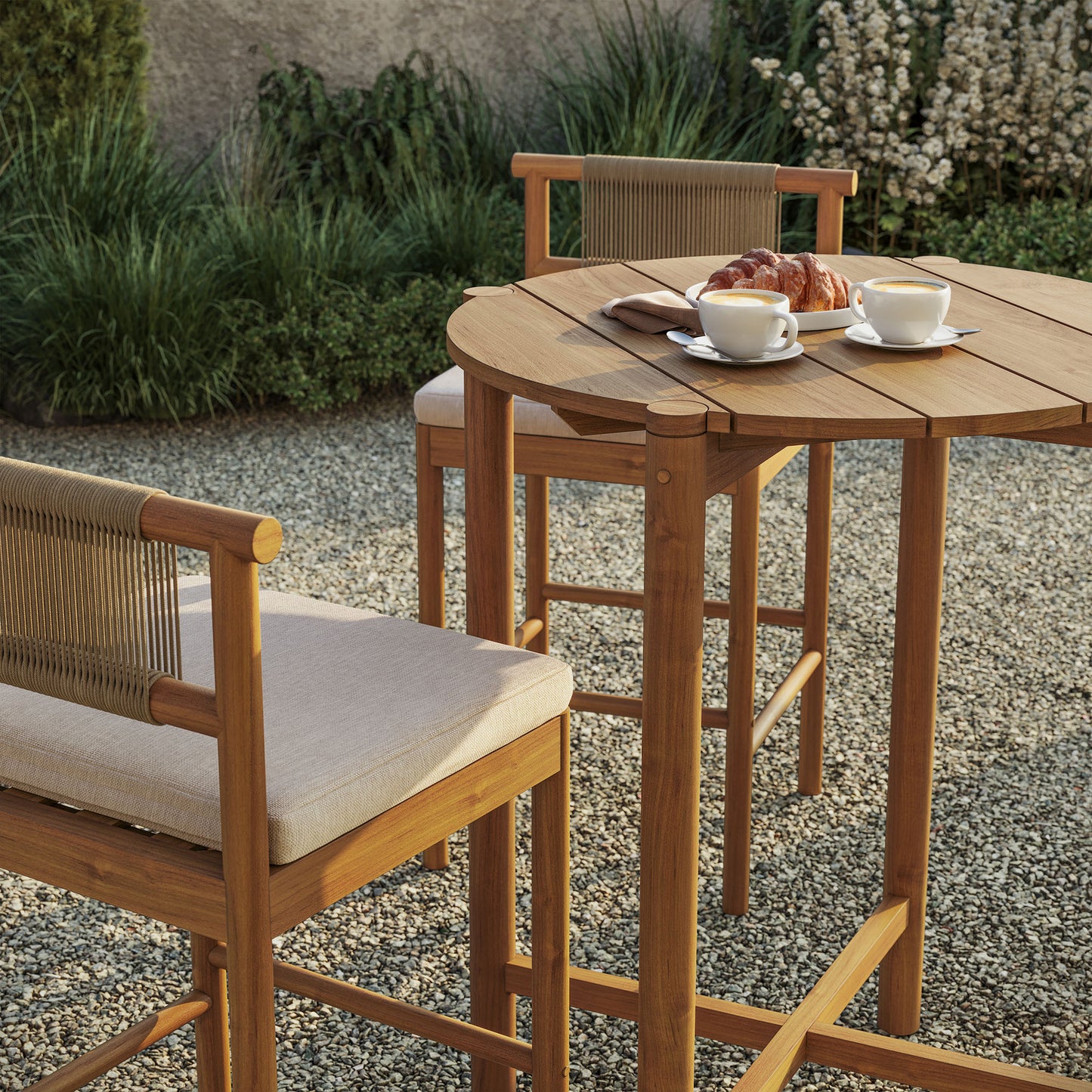 Eleni 3-Piece Outdoor Patio Teak Wood Bar Set by Modway