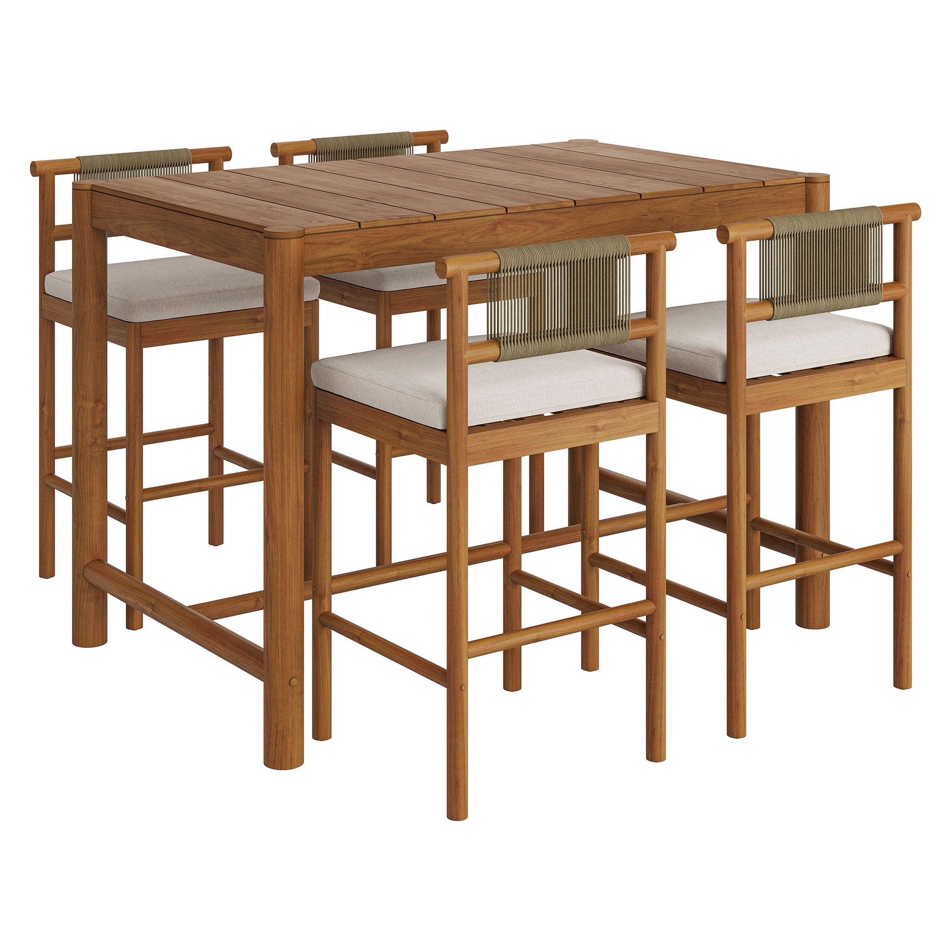 Eleni 5-Piece Outdoor Patio Teak Wood Bar Set by Modway