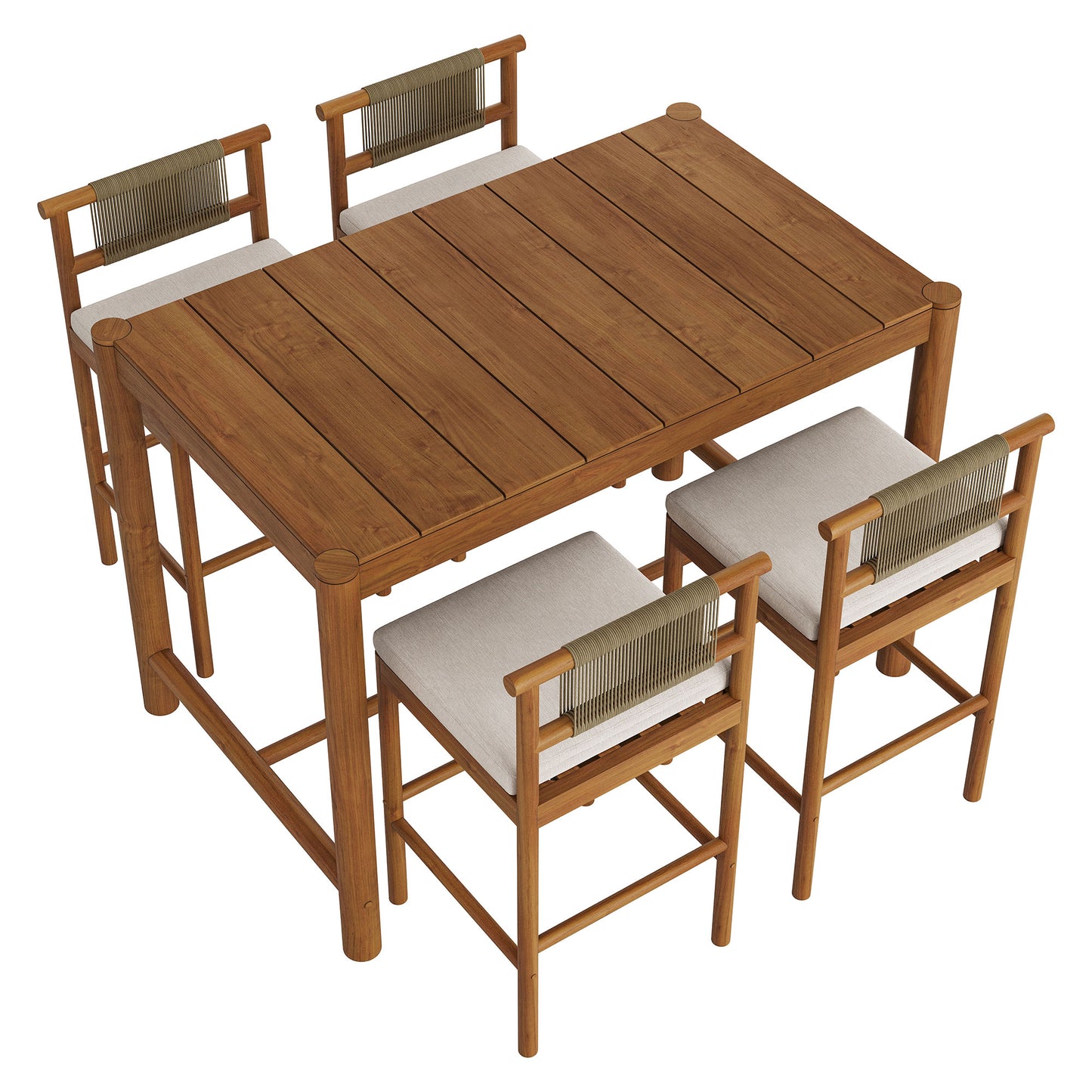 Eleni 5-Piece Outdoor Patio Teak Wood Bar Set by Modway