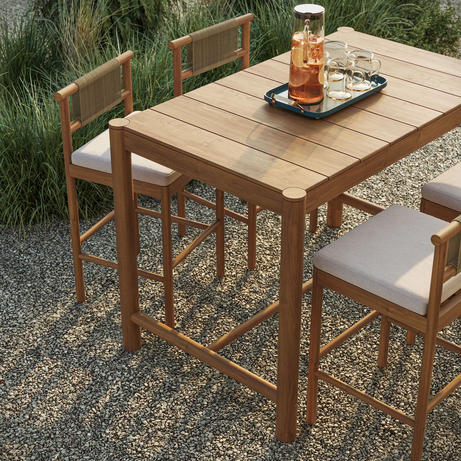 Eleni 5-Piece Outdoor Patio Teak Wood Bar Set by Modway