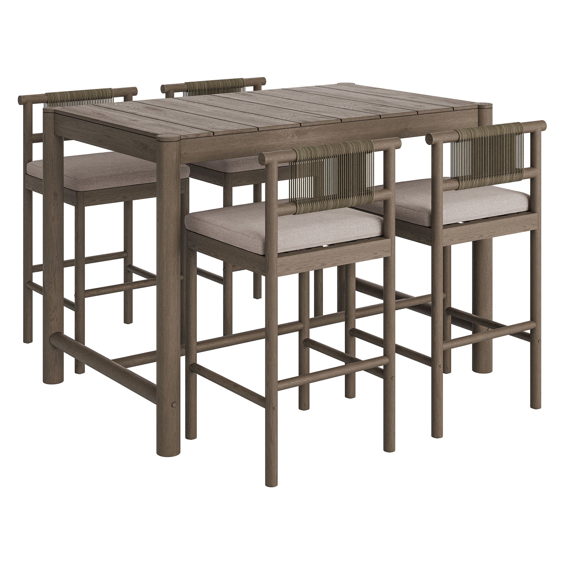Eleni 5-Piece Outdoor Patio Teak Wood Bar Set by Modway