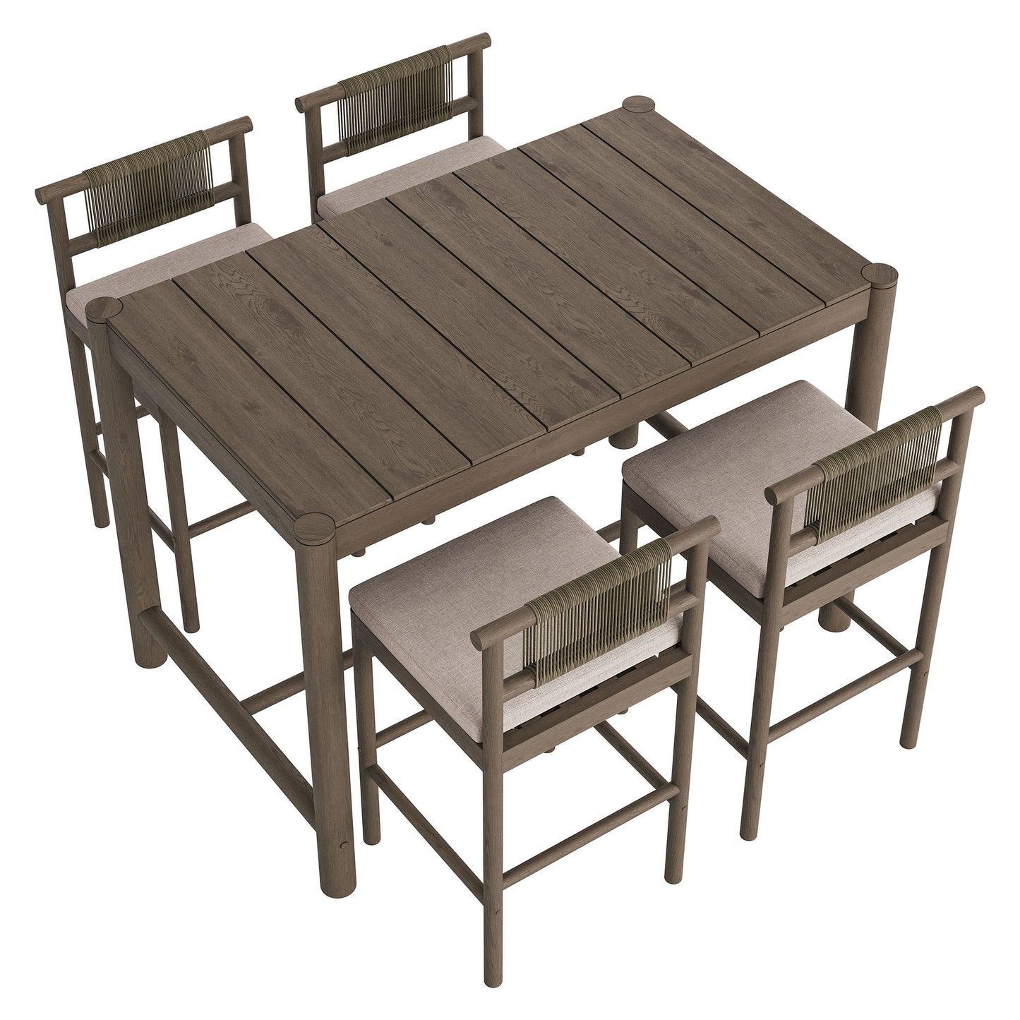 Eleni 5-Piece Outdoor Patio Teak Wood Bar Set by Modway