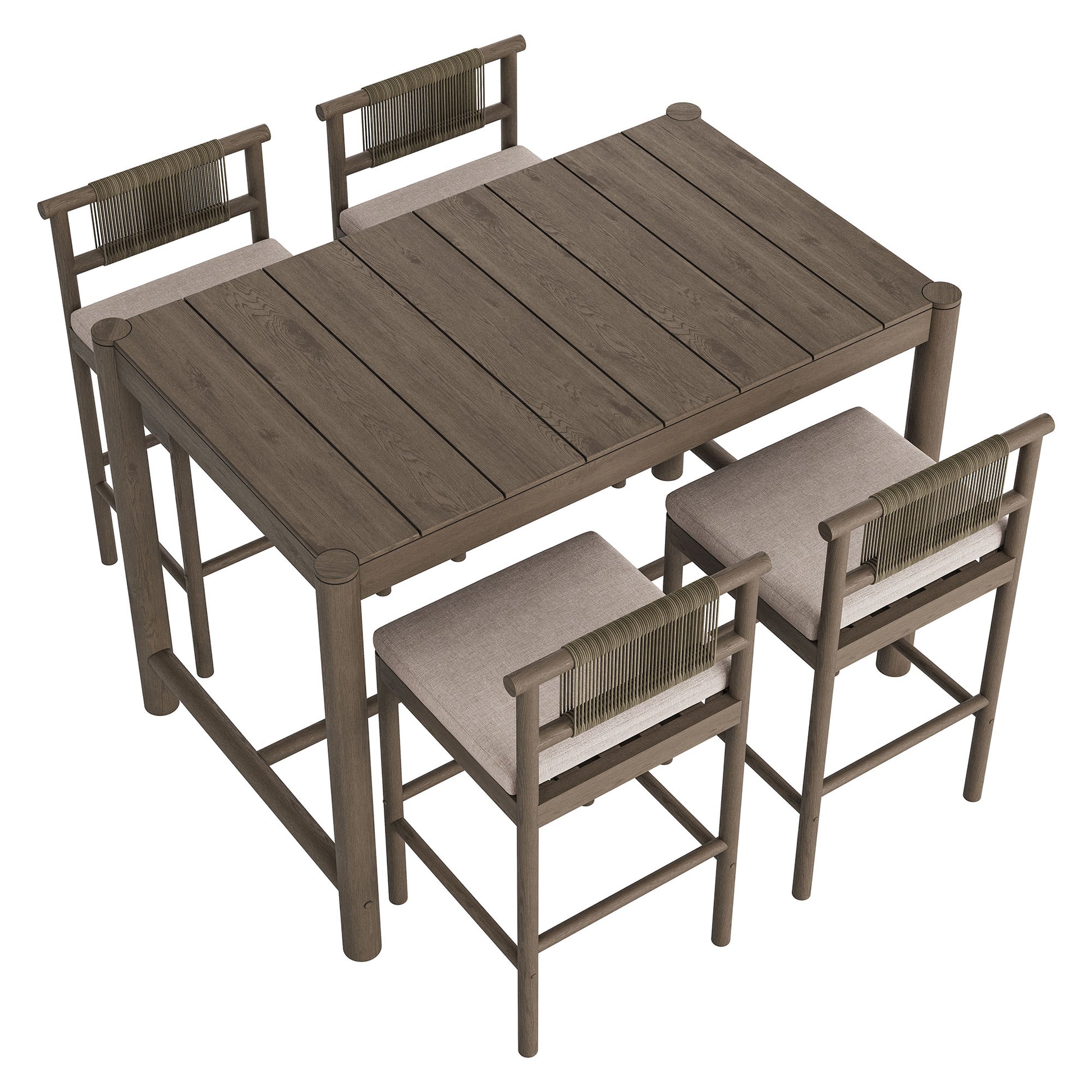 Eleni 5-Piece Outdoor Patio Teak Wood Bar Set by Modway