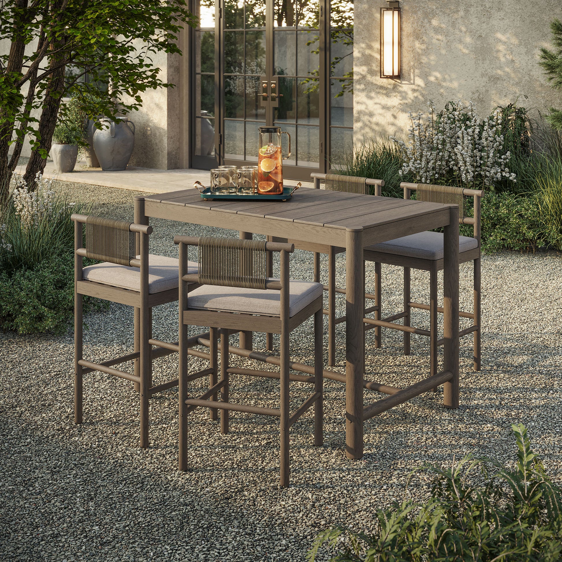 Eleni 5-Piece Outdoor Patio Teak Wood Bar Set by Modway