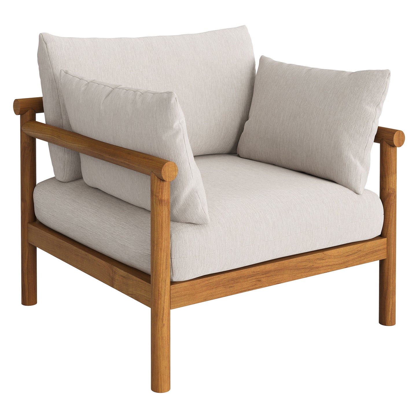 Eleni 2-Piece Outdoor Patio Teak Wood Armchair and Ottoman Set by Modway
