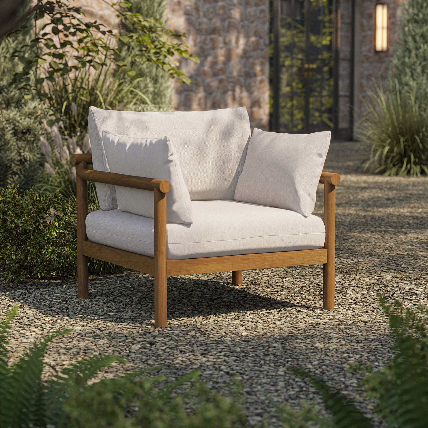 Eleni Outdoor Patio Teak Wood Armchair by Modway
