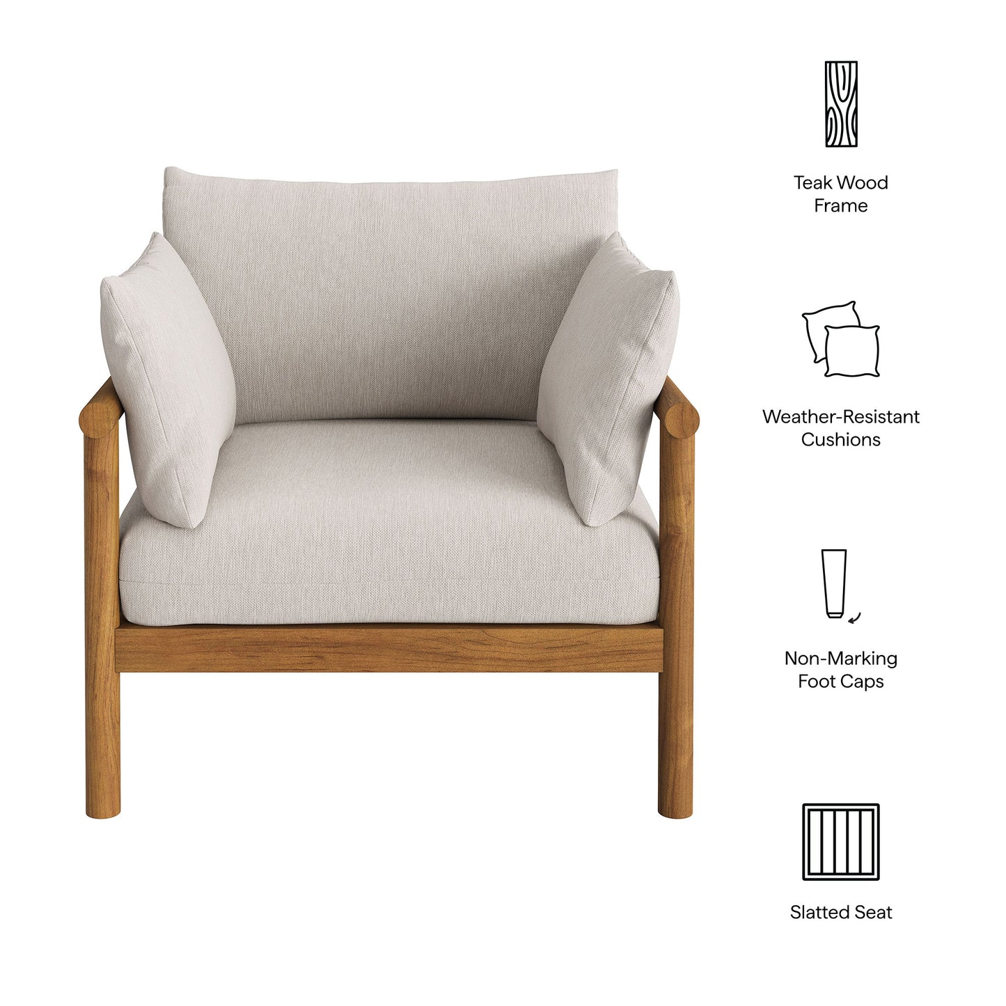 Eleni Outdoor Patio Teak Wood Armchair by Modway