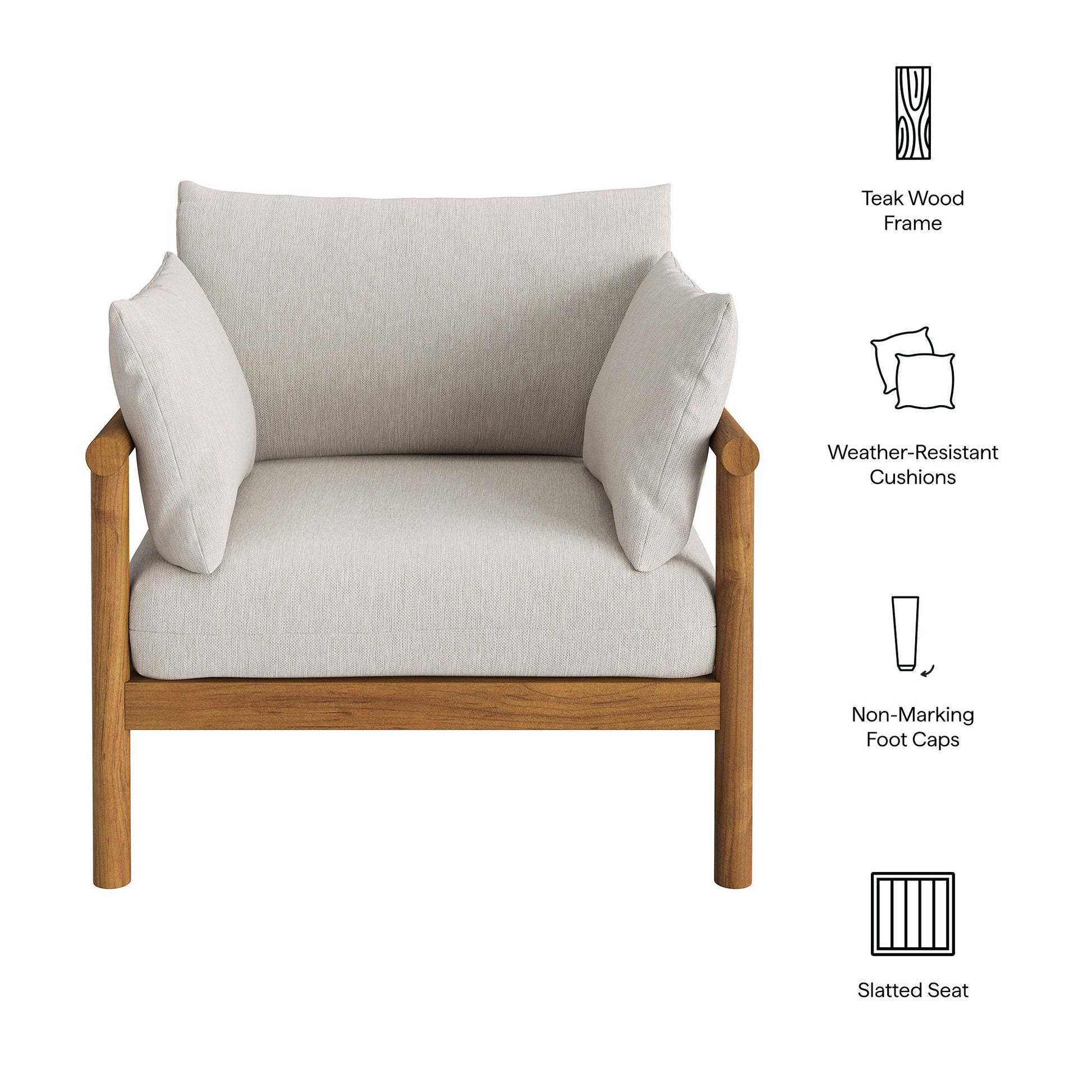 Eleni Outdoor Patio Teak Wood Armchair by Modway