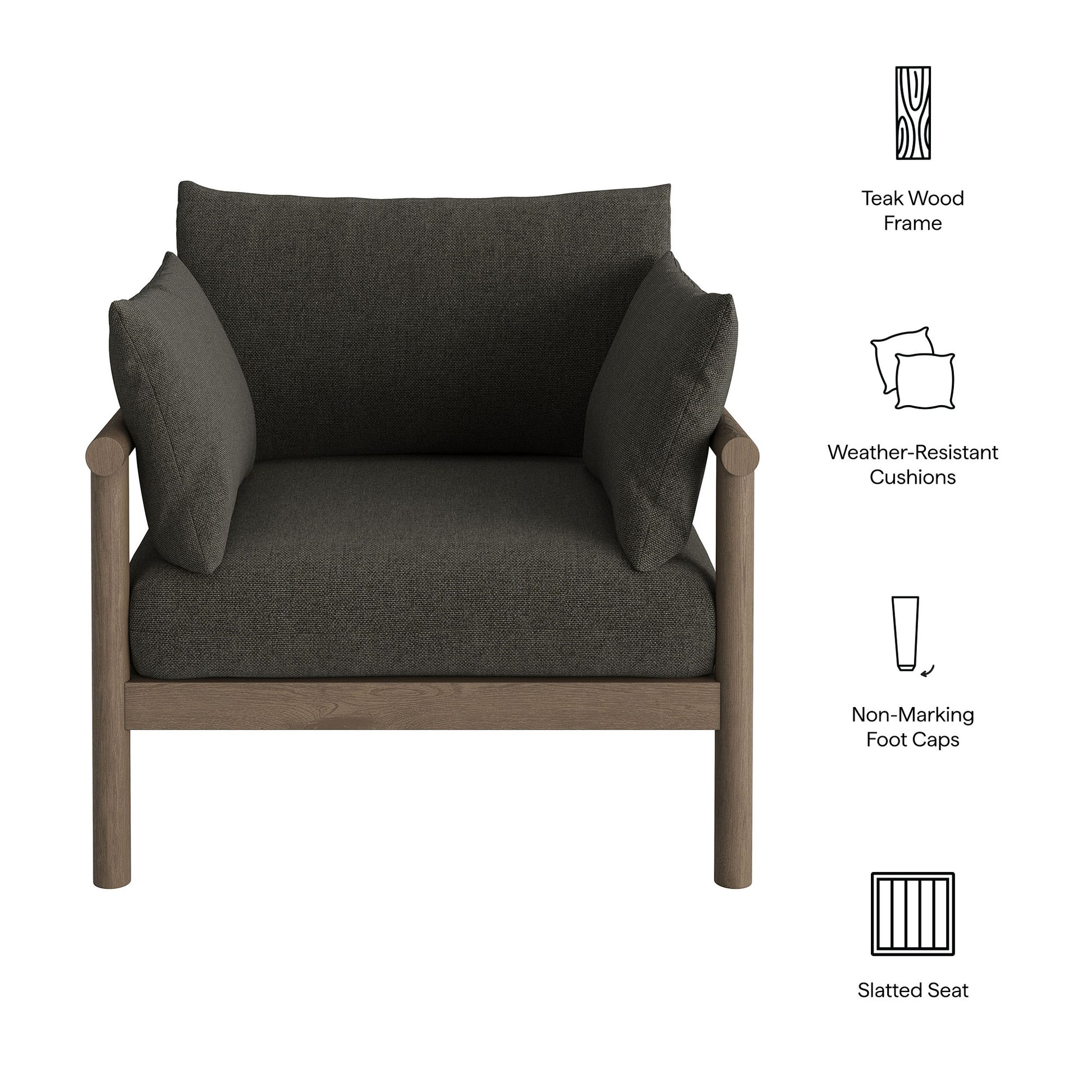 Eleni Outdoor Patio Teak Wood Armchair by Modway