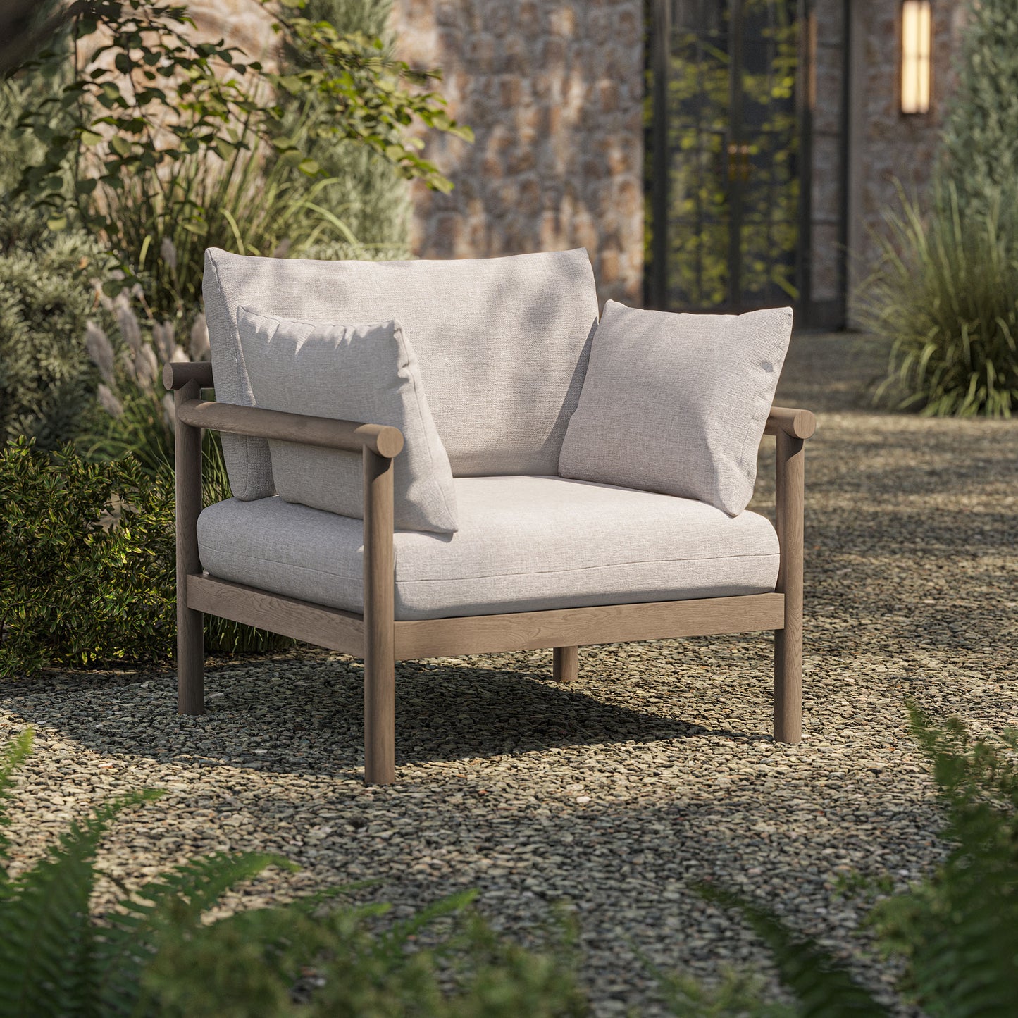 Eleni Outdoor Patio Teak Wood Armchair by Modway
