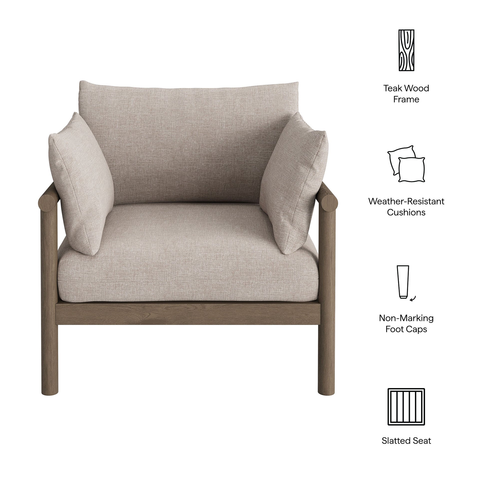Eleni Outdoor Patio Teak Wood Armchair by Modway