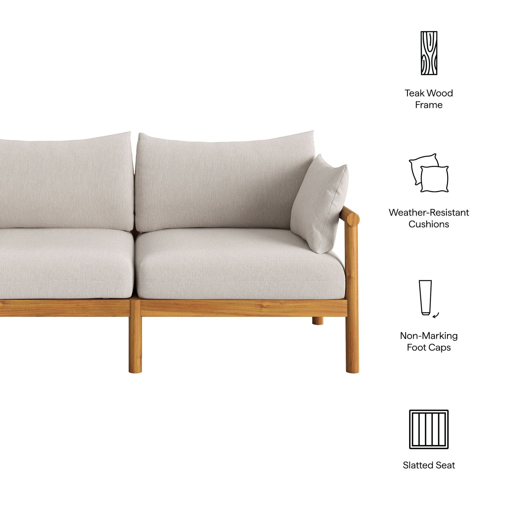 Eleni Outdoor Patio Teak Wood Loveseat by Modway