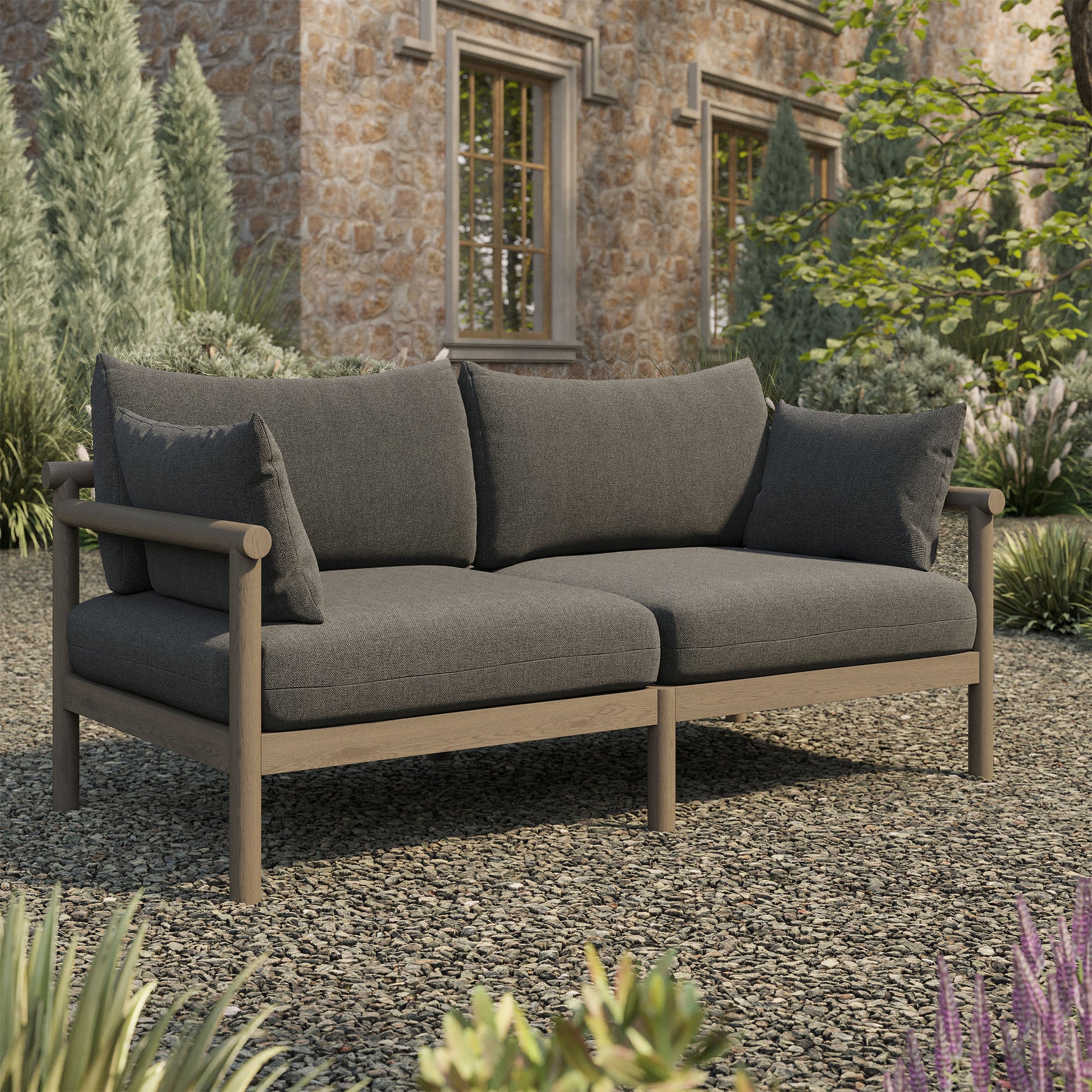Eleni Outdoor Patio Teak Wood Loveseat by Modway