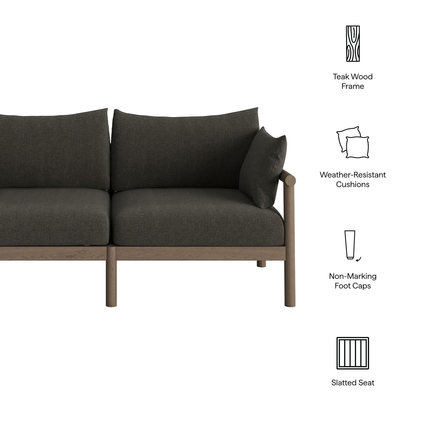 Eleni Outdoor Patio Teak Wood Loveseat by Modway