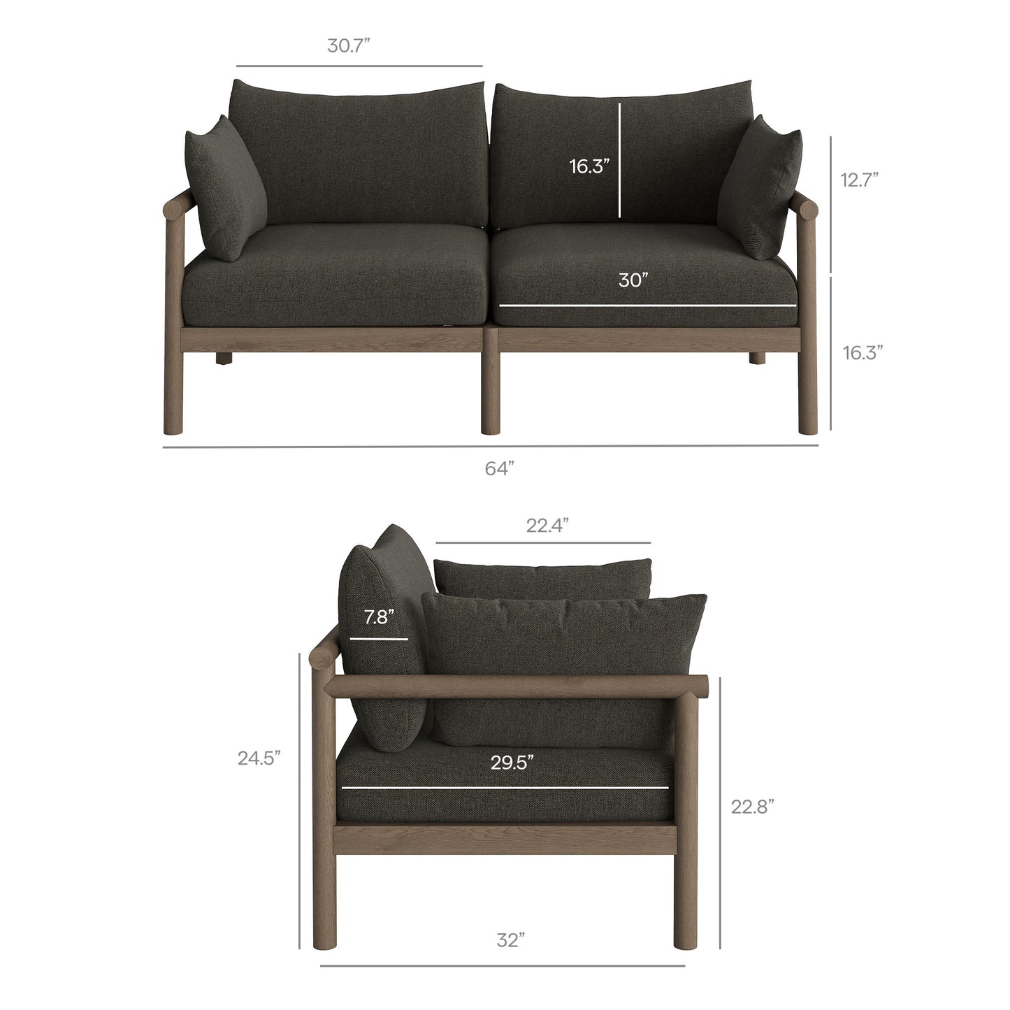 Eleni Outdoor Patio Teak Wood Loveseat by Modway