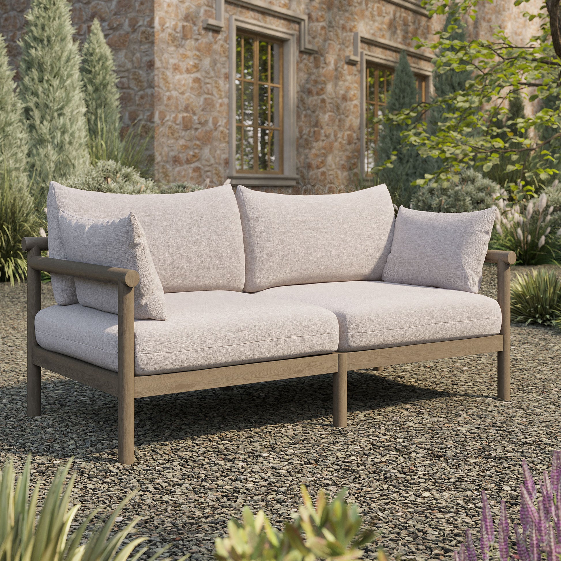 Eleni Outdoor Patio Teak Wood Loveseat by Modway